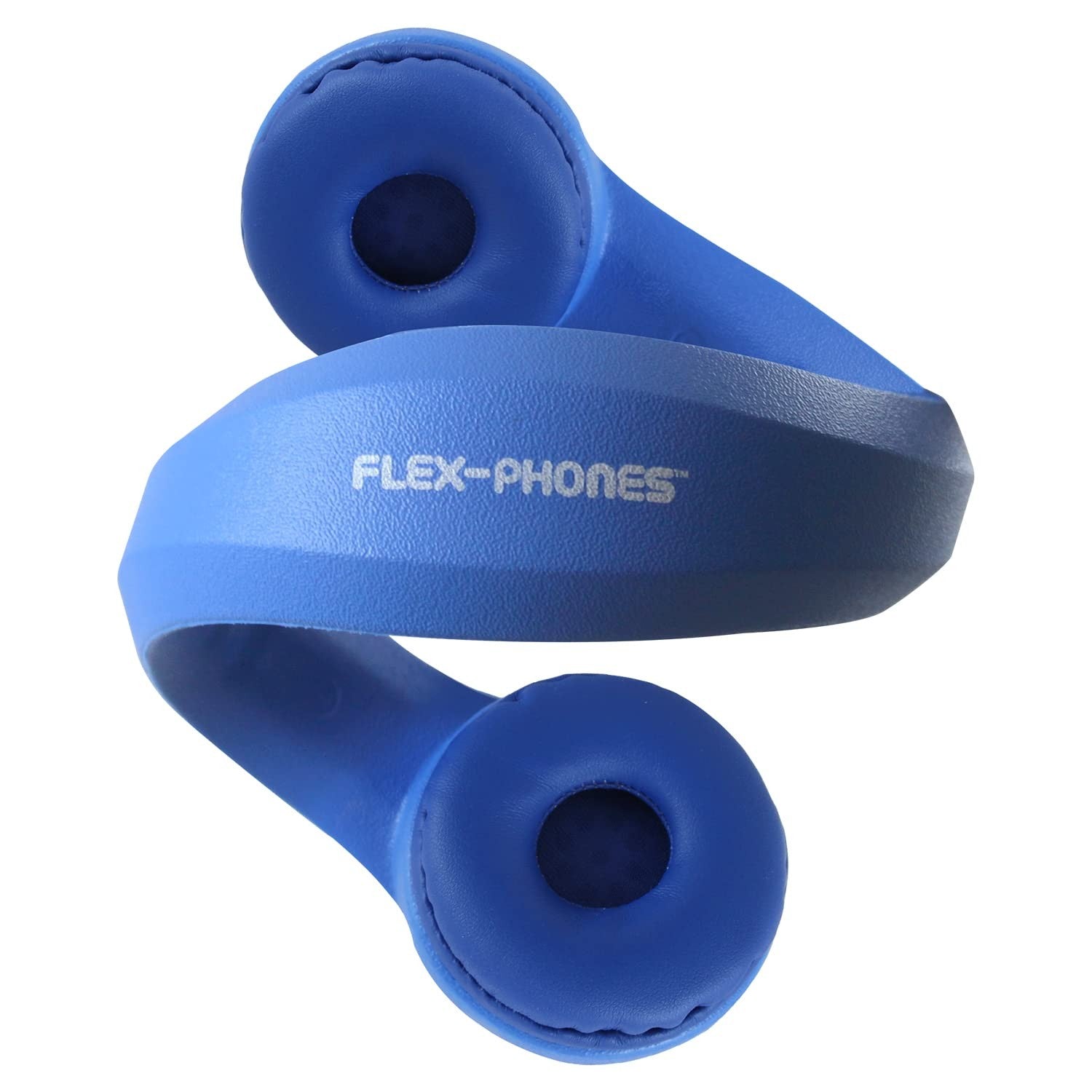 HamiltonBuhl Kid's Flex-Phones TRRS headset with blue gooseneck microphone, adjustable headband and cushioned ear cups.