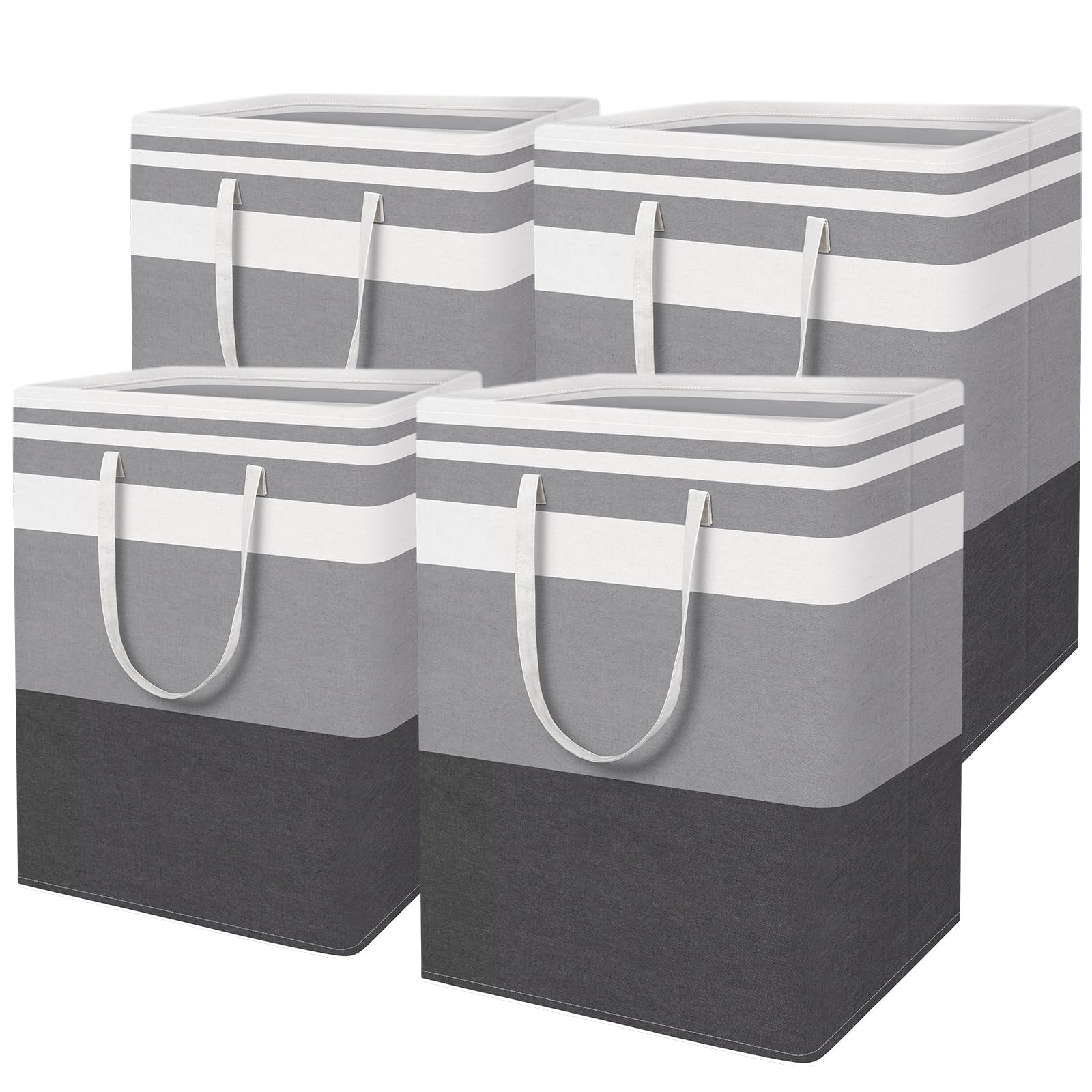 HomeHacks 4-pack large waterproof laundry baskets with handles, freestanding laundry hampers for easy laundry organization.