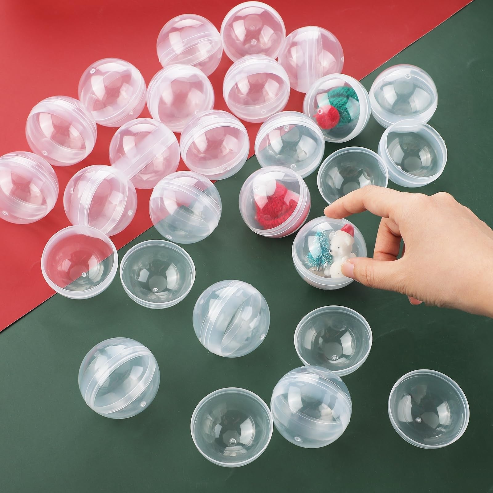 Sosation 150-pack 1.77-inch round plastic gumball vending machine capsules, empty and clear for candy or toy storage