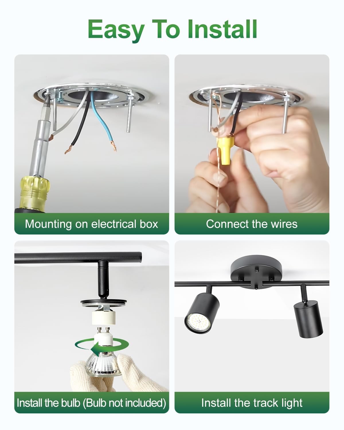 Fondiiz 4 Ways Track Lighting with rotatable black heads and modern ceiling track design for adjustable illumination.