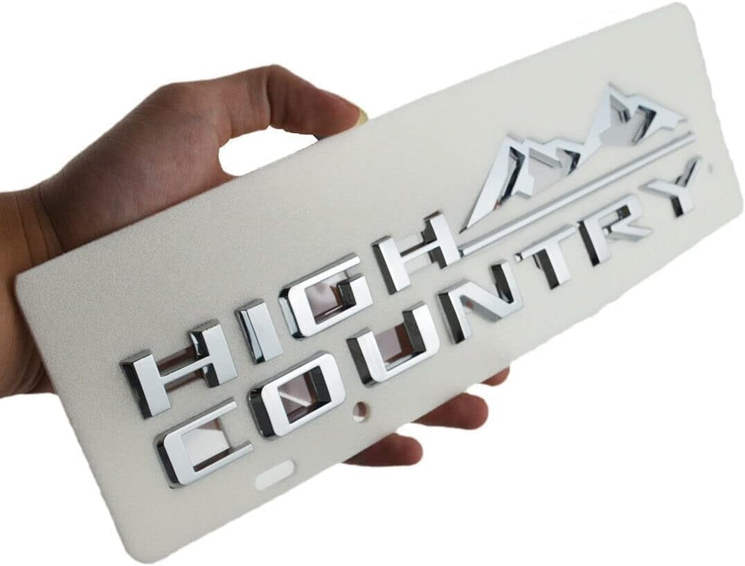 NATUBAS 3-piece High Country emblems for side door and tailgate, car badge letter logos, chrome finish, vehicle accessory.