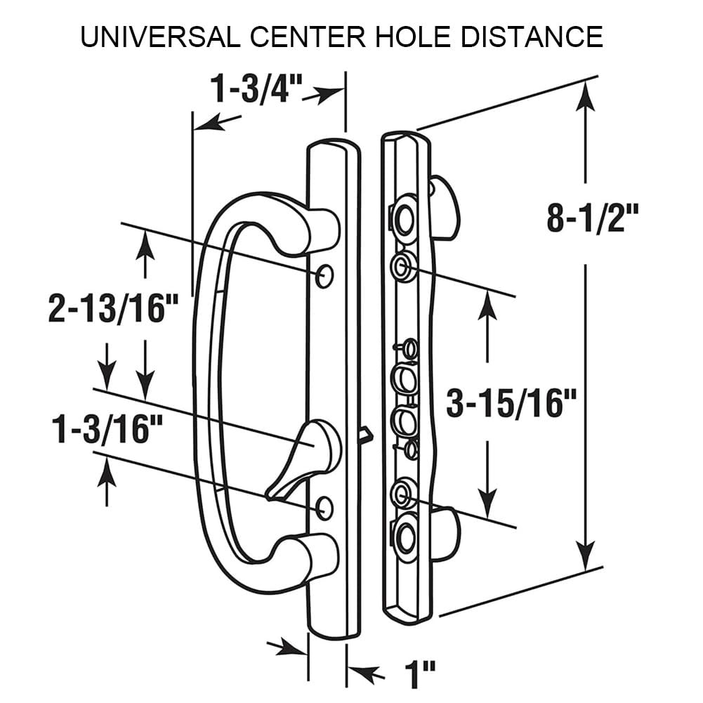ALLYWASAI patio sliding door handle set with mortise lock, key cylinder, and keep, featuring a modern handle design.