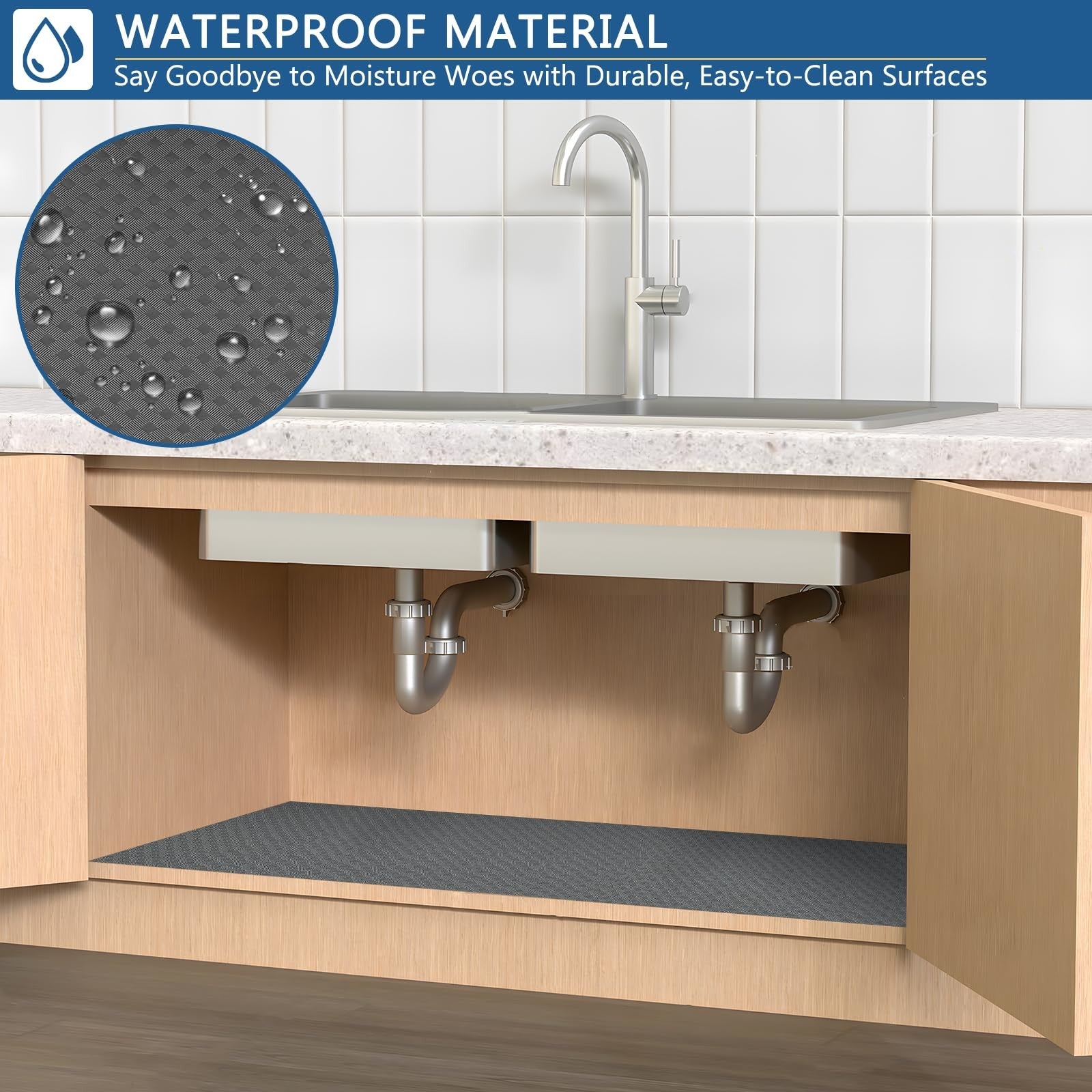 HooTown self-adhesive shelf liner in beige, 23.6" x 196.8", contact paper for cabinet shelves and drawers.