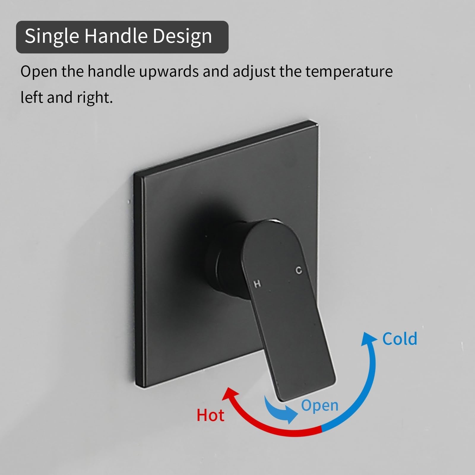 Matte black VIKASI single-handle shower valve kit with trim for bathroom shower faucet installation and control