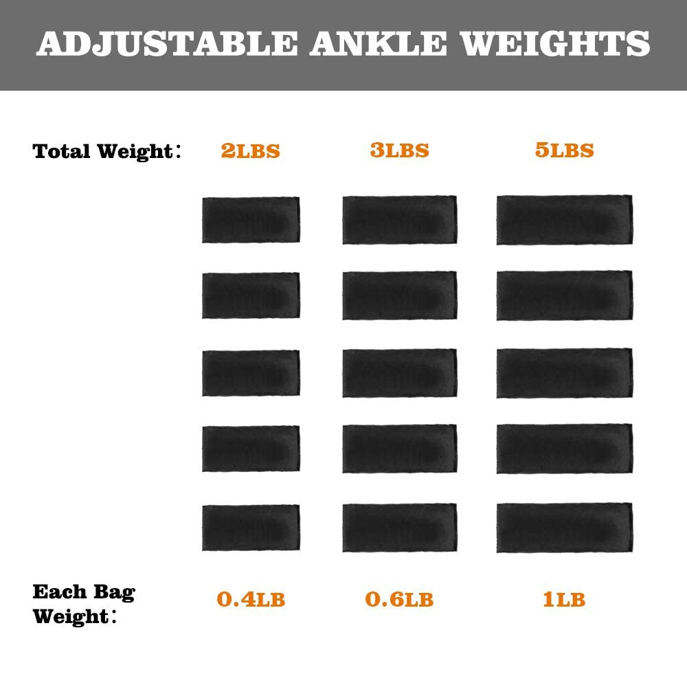 Pair of 10-pound adjustable ankle weights for women, men, and kids, with padded straps and metal weights for strength training.