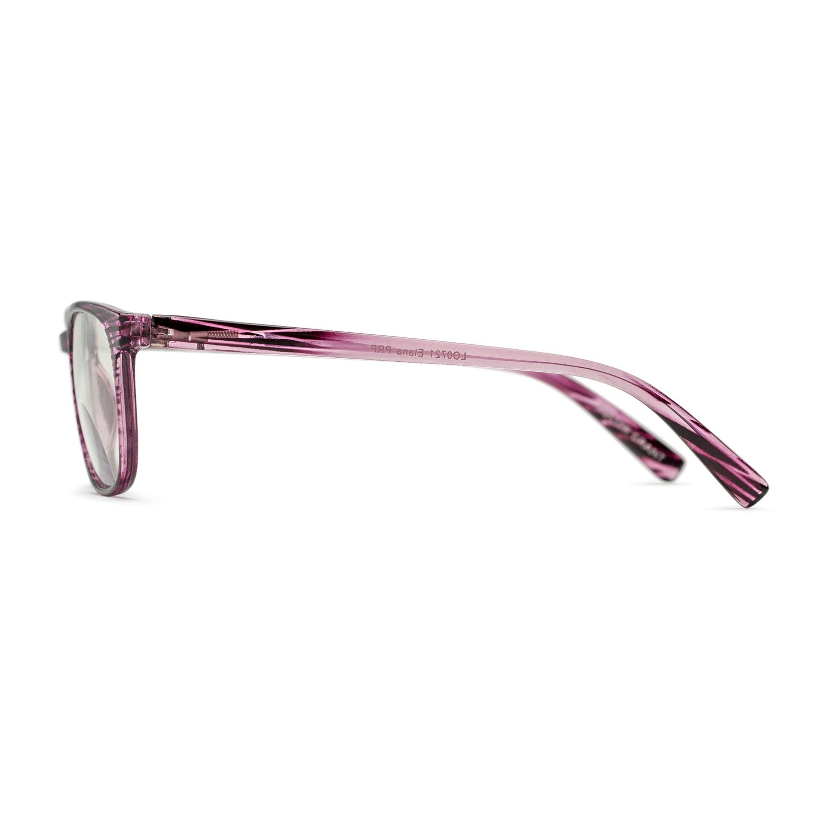 Foster Grant women's Elana Pop of Power bifocal blue light reading glasses with clear lenses and stylish blue frames.