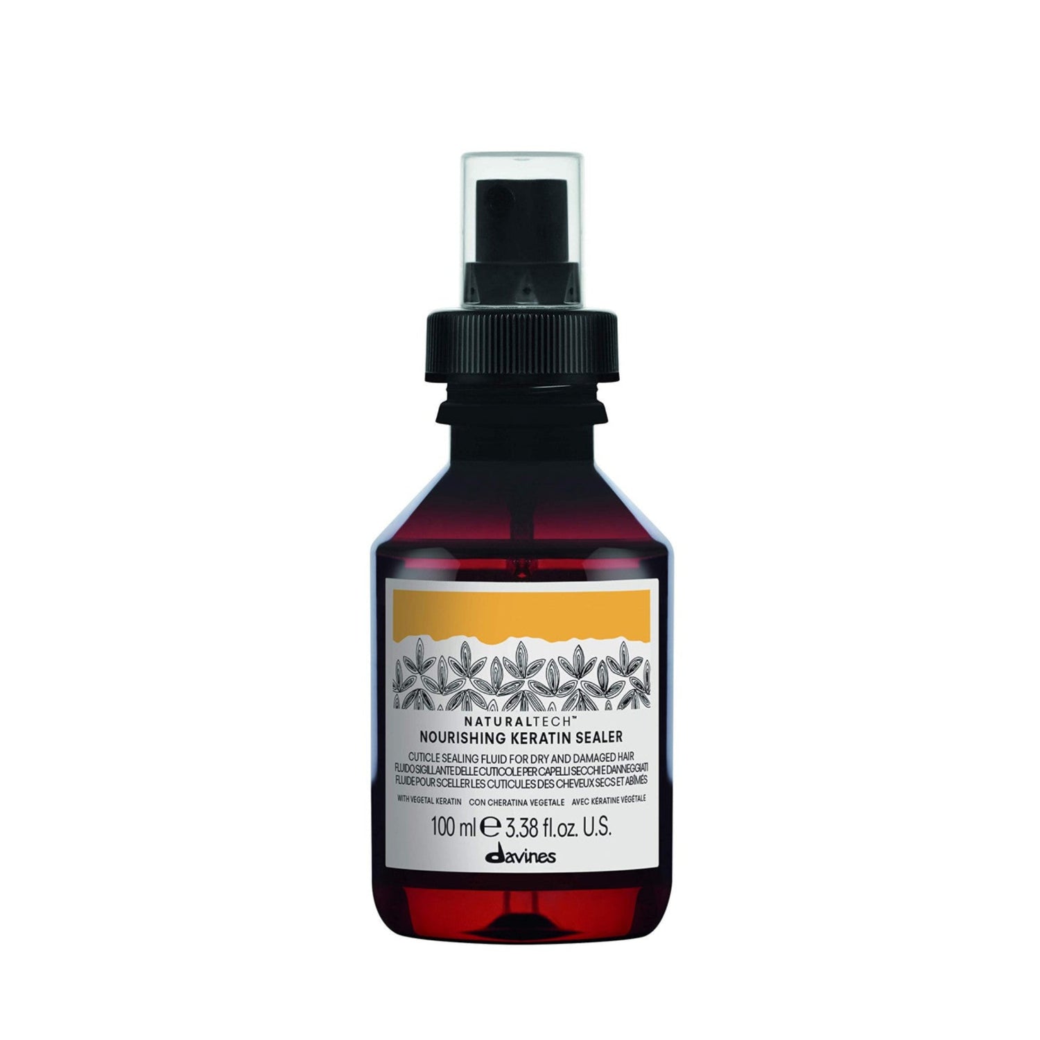 Davines Naturaltech Nourishing Keratin Sealer No Rinse softening hair treatment in a sleek bottle
