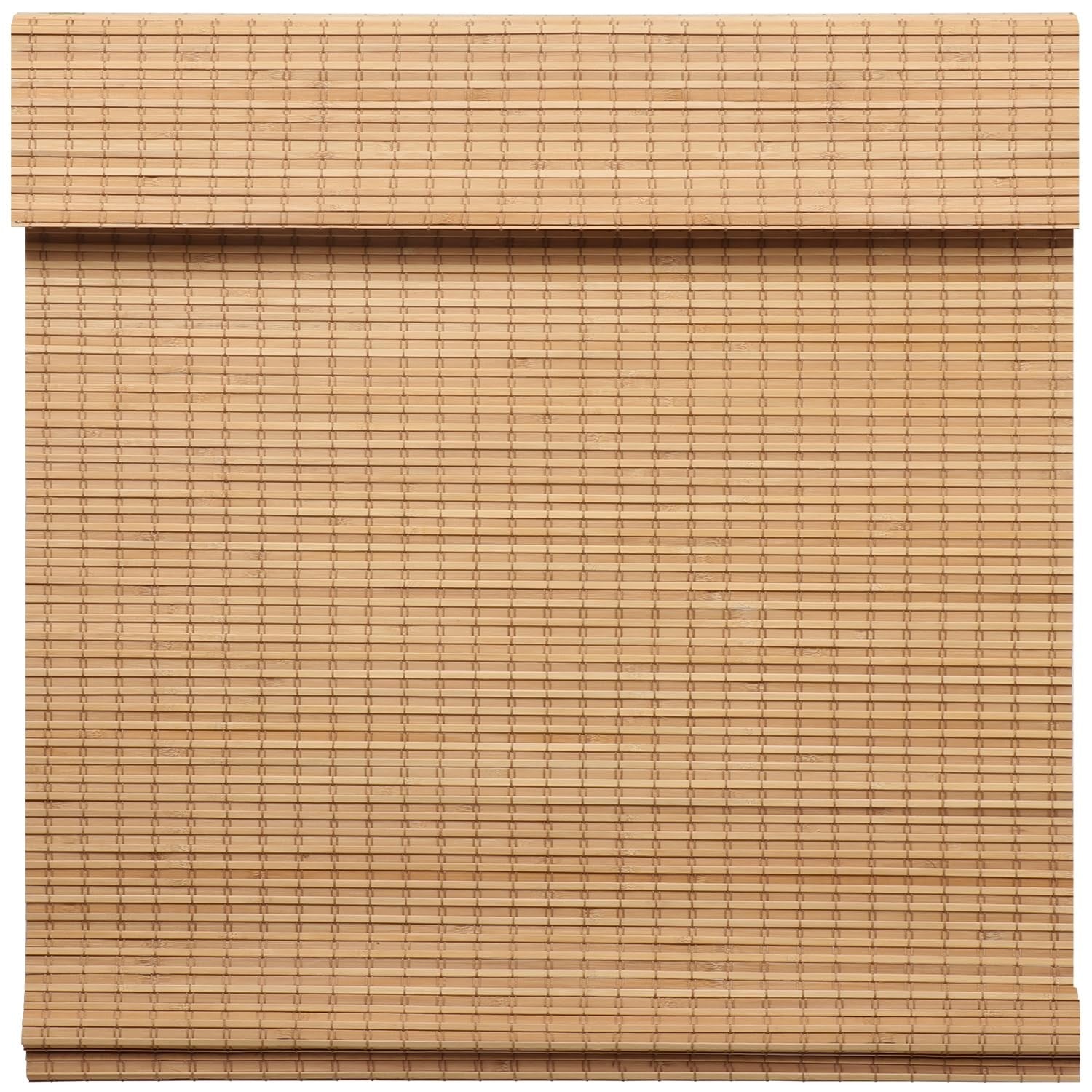 LUCKUP cordless bamboo Roman blinds shade for indoor windows, black blackout room darkening, natural bamboo material, stylish window treatment