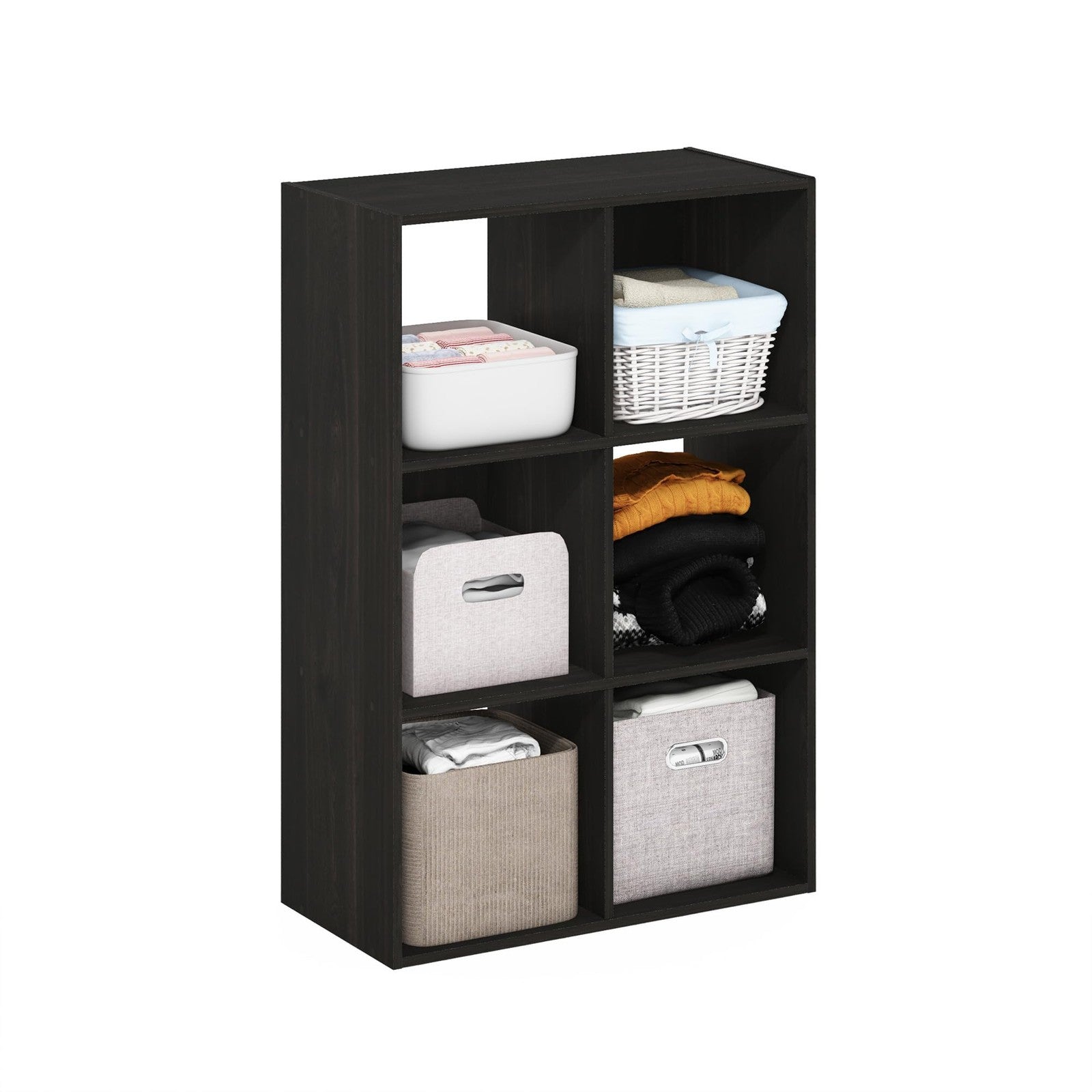 Furinno PELLI 6-cube closet organizer with open shelves, ideal for storage and organization in bedrooms or closets.