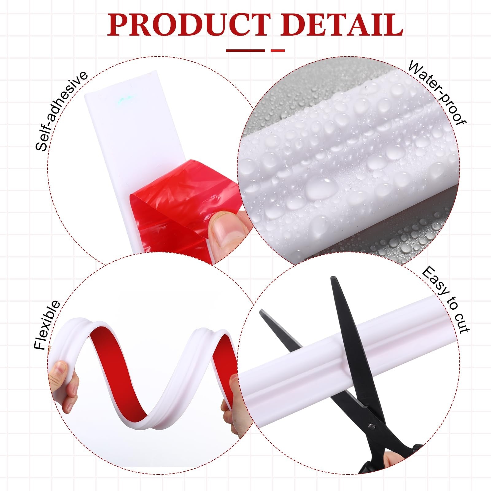 Innconee flexible peel and stick wall molding trim, 32.8ft x 1.25 inch, shown installed on a wall for decorative finishing.