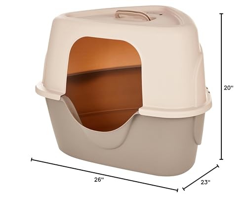 Amazon Basics charcoal cat litter box with lid, no-mess design, standard size, unisex, suitable for pets.