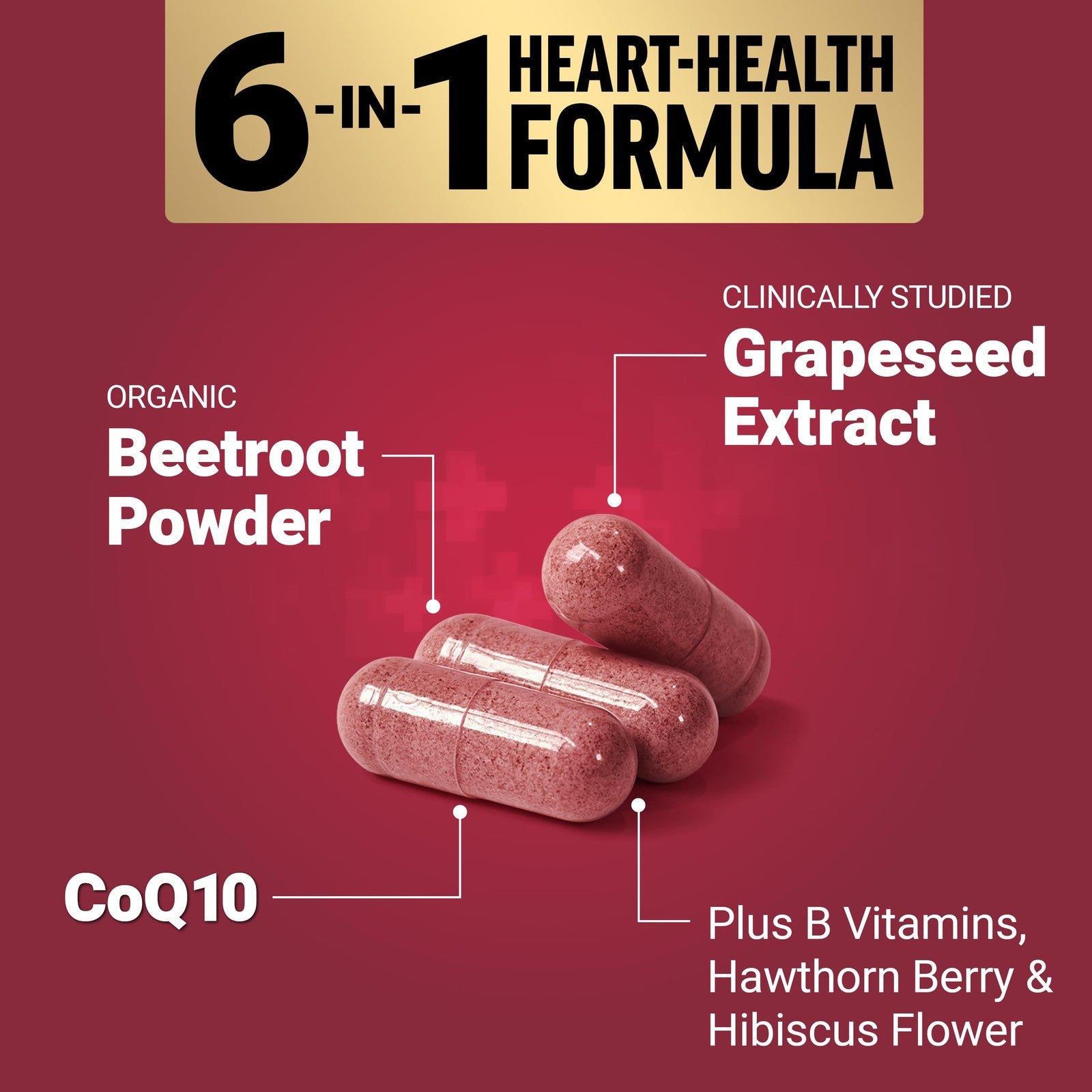 Force Factor Total Beets Heart Health beet root capsules showing the bottle with capsules and fresh beets on a white background.