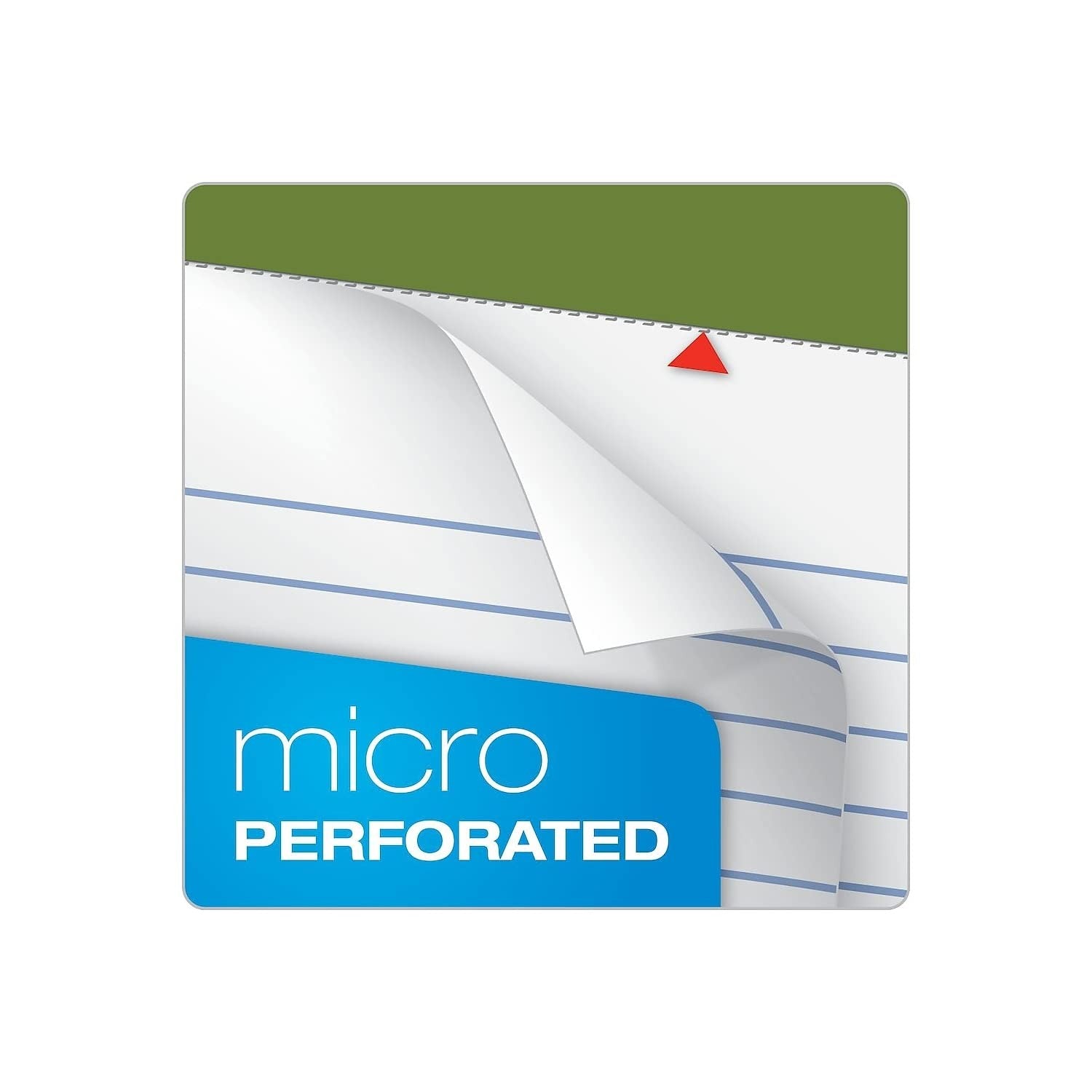 Ampad recycled perforated ruled notepad with 50 sheets in white, measuring 8.5x11.75 inches, top view showing pages and binding.