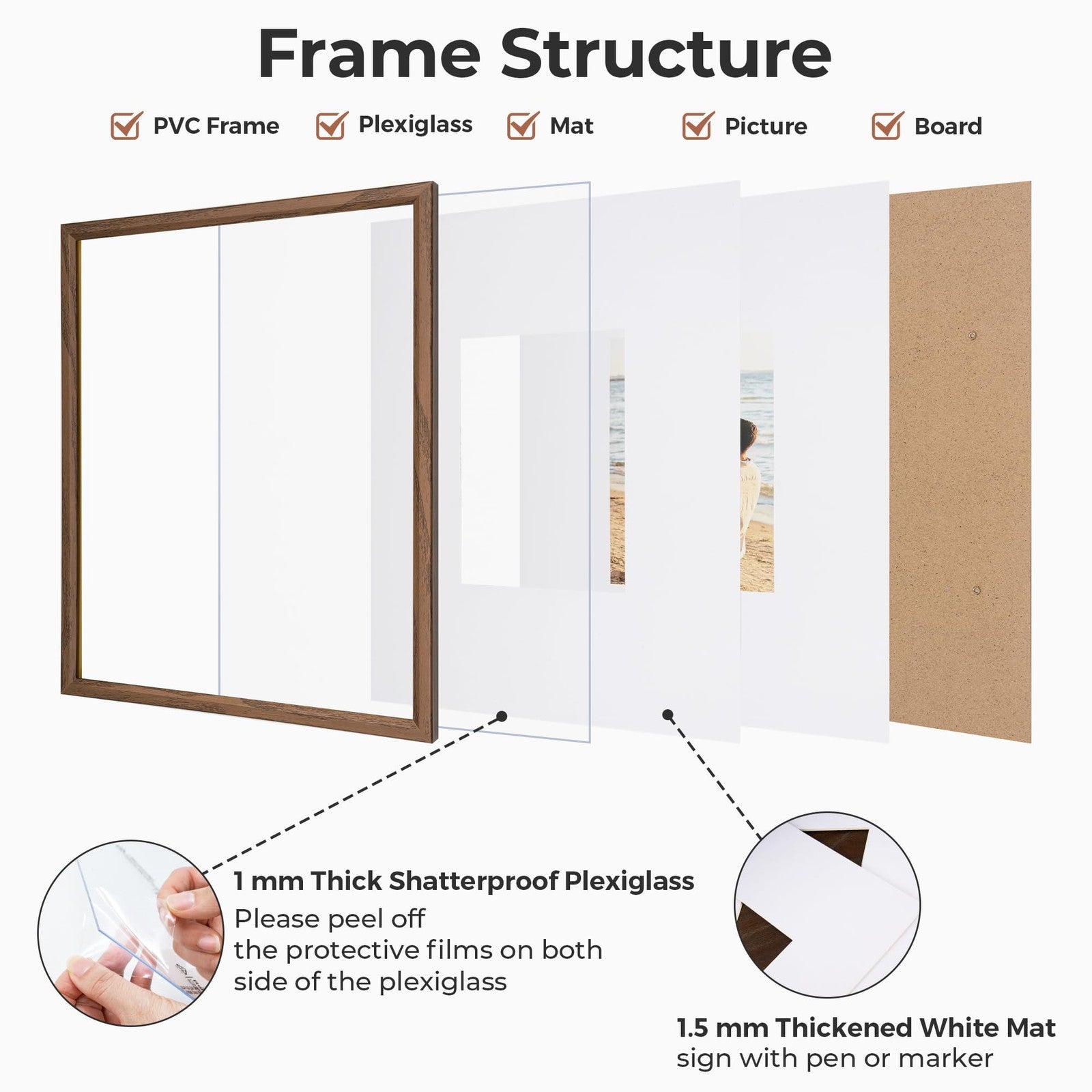 Axeman 16x20 signature picture frame with 8x10 mat, designed as a wedding guest book alternative, shown with a photo inside.