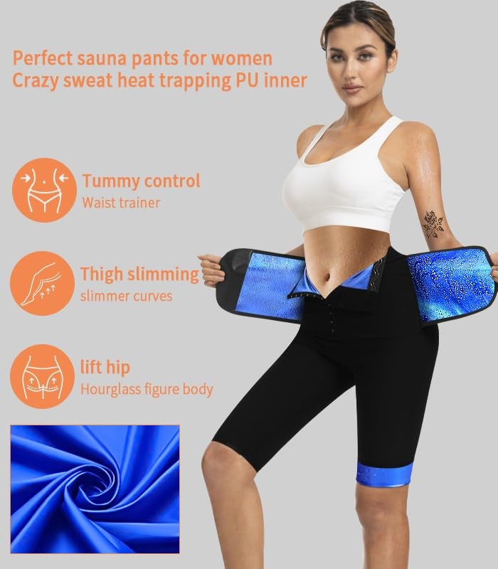 QZSH women's sauna pants, slimming high-waist leggings for workout and training, made of stretchy, comfortable material.