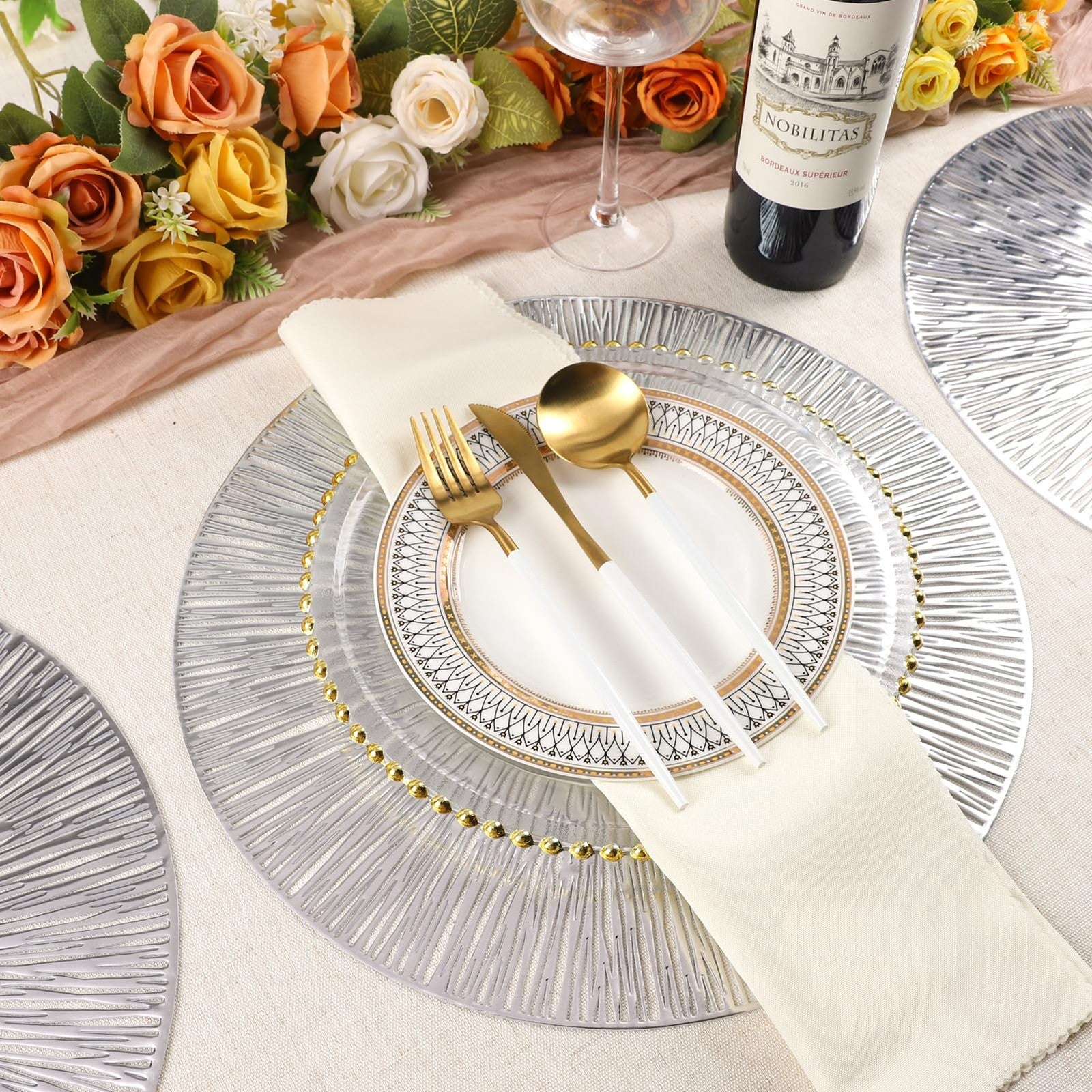 Evevda 8-piece round hollow vinyl placemats for dining table, 15-inch pressed mat set with stylish design and textured surface