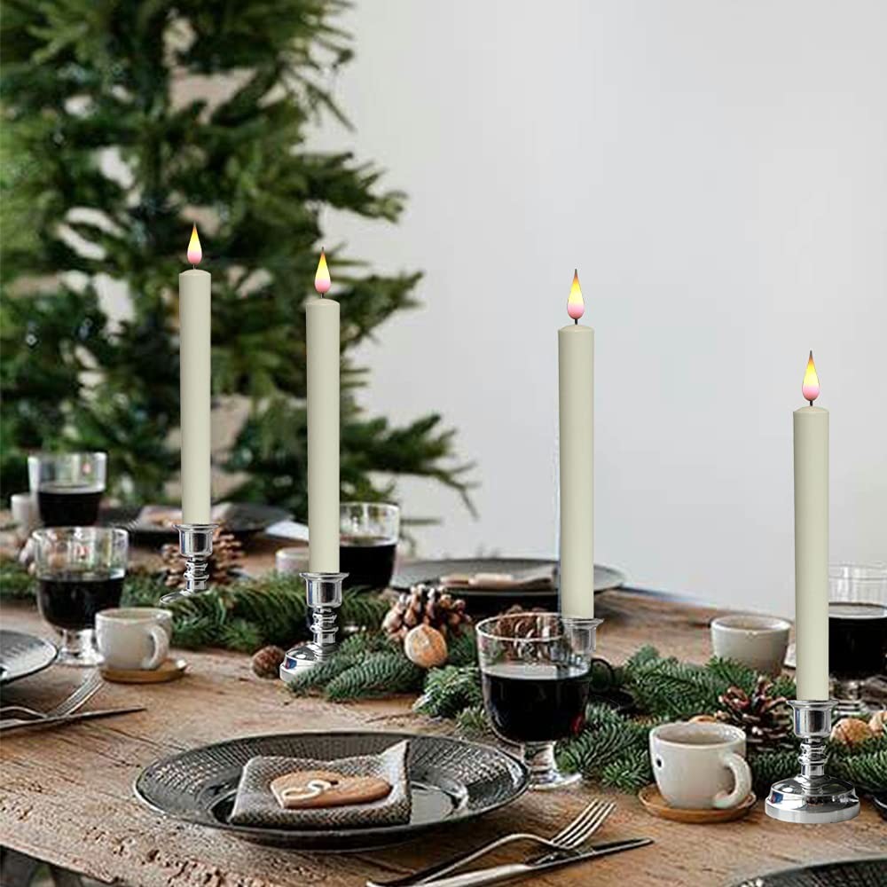 Wondise battery-operated window candles with remote, timer, 3D wick, ivory taper design, ideal for decorative window lighting.