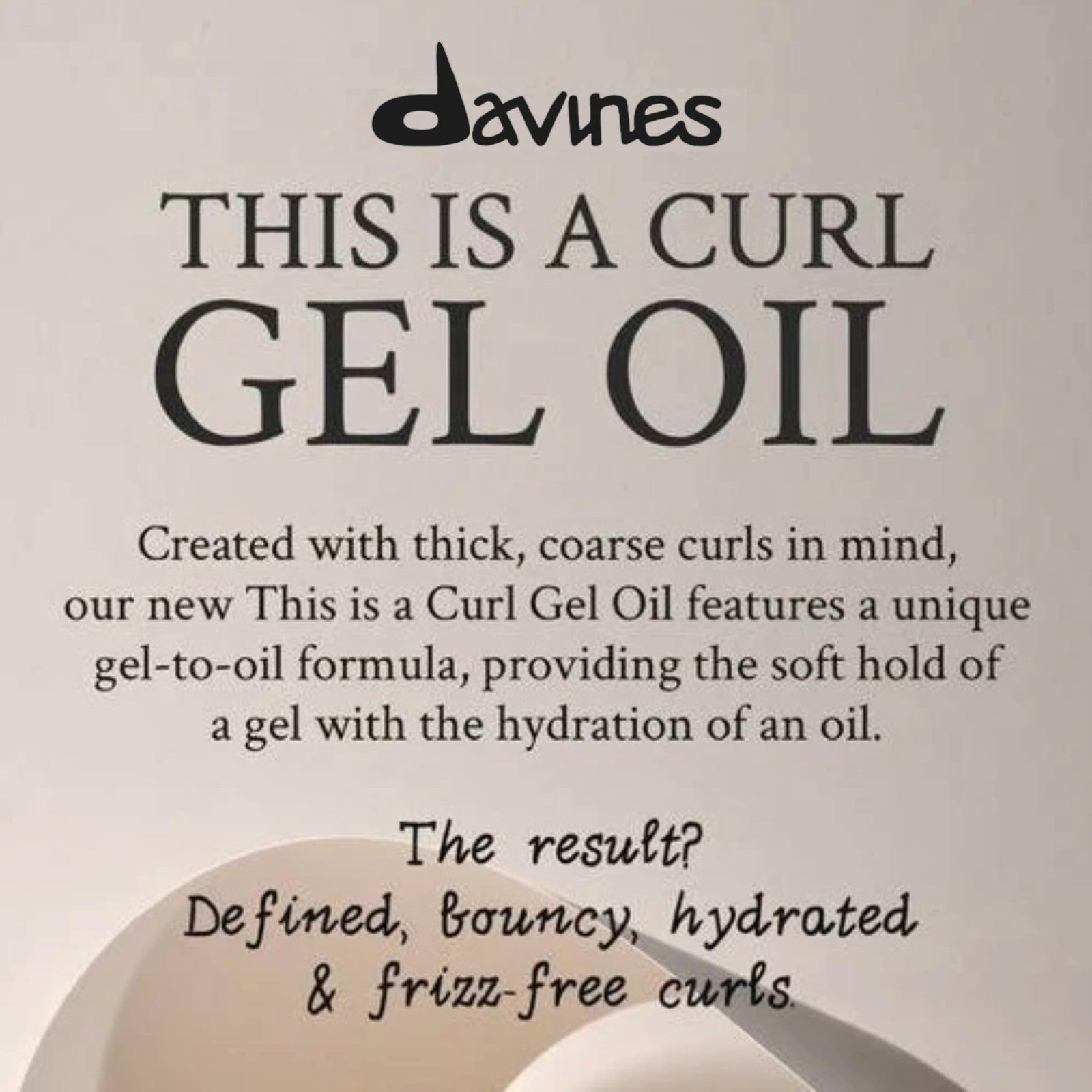 Davines This is a Curl Gel Oil bottle for curly hair, 8.45 fl oz, with a pump dispenser and product label visible.