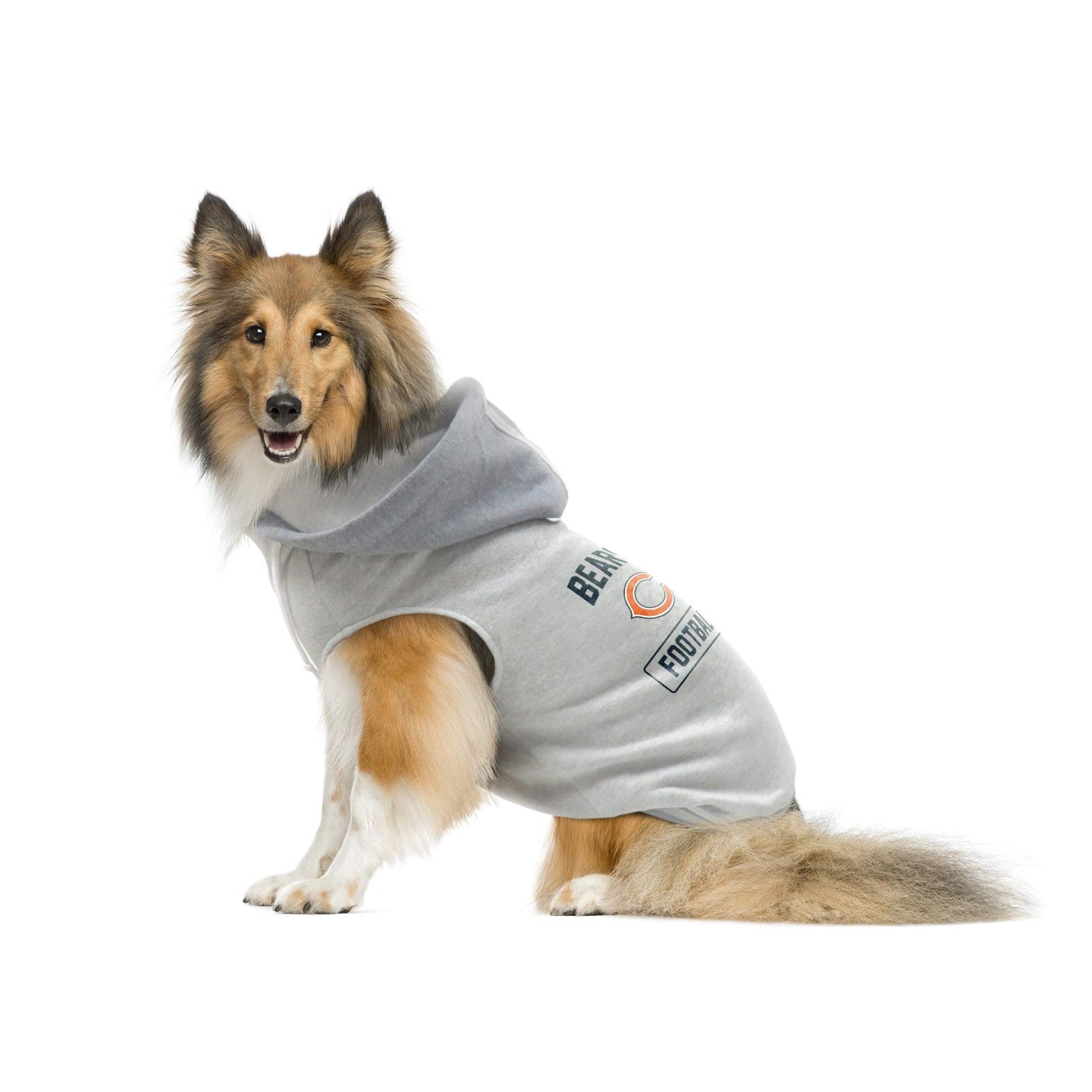 Littlearth NFL Chicago Bears pet hooded crewneck sweatshirt for adults, featuring team logo and hood, in X-Small size.