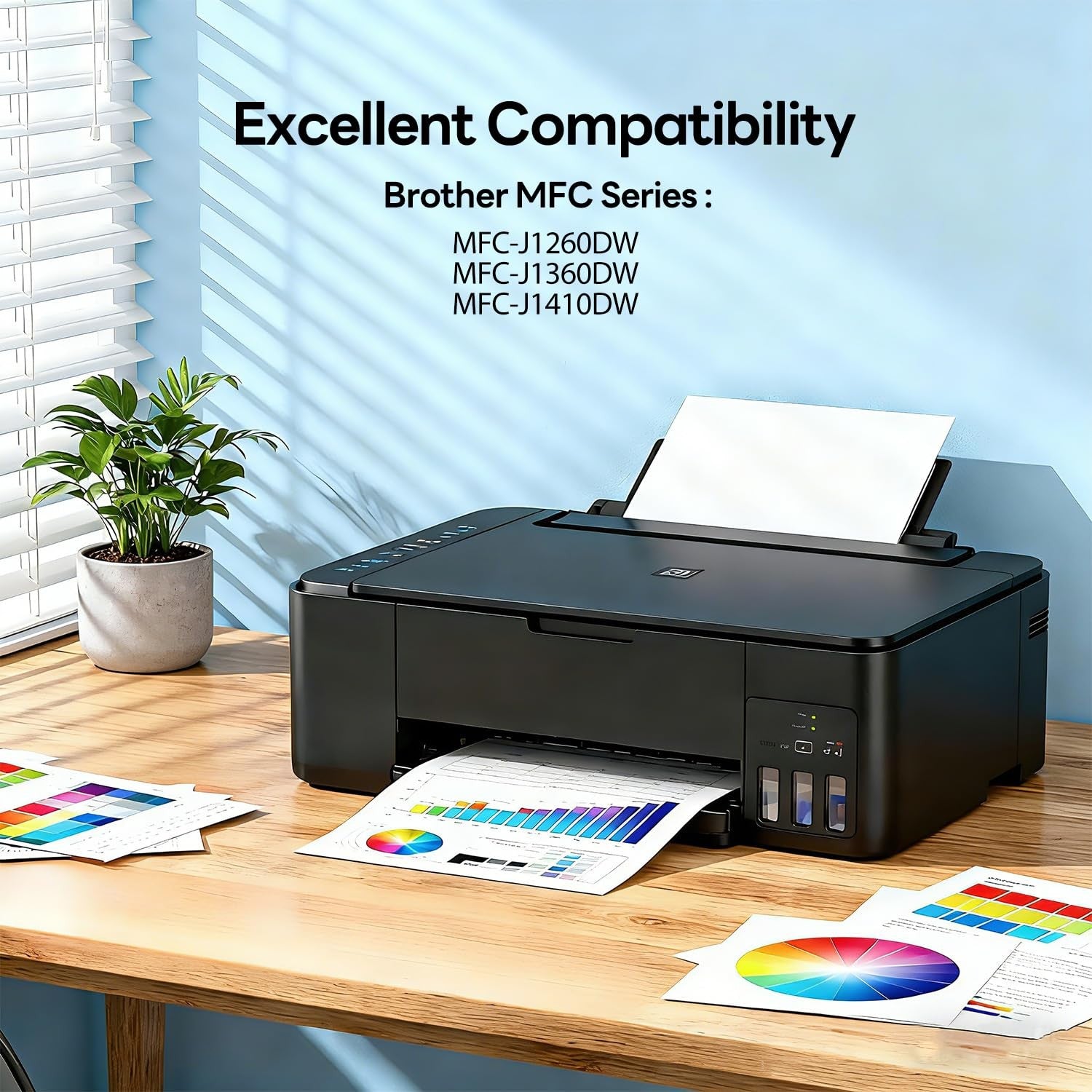 Set of Hookink LC501XL ink cartridges compatible with Brother LC501 inkjet printers, shown in packaging with colorful cartridges.