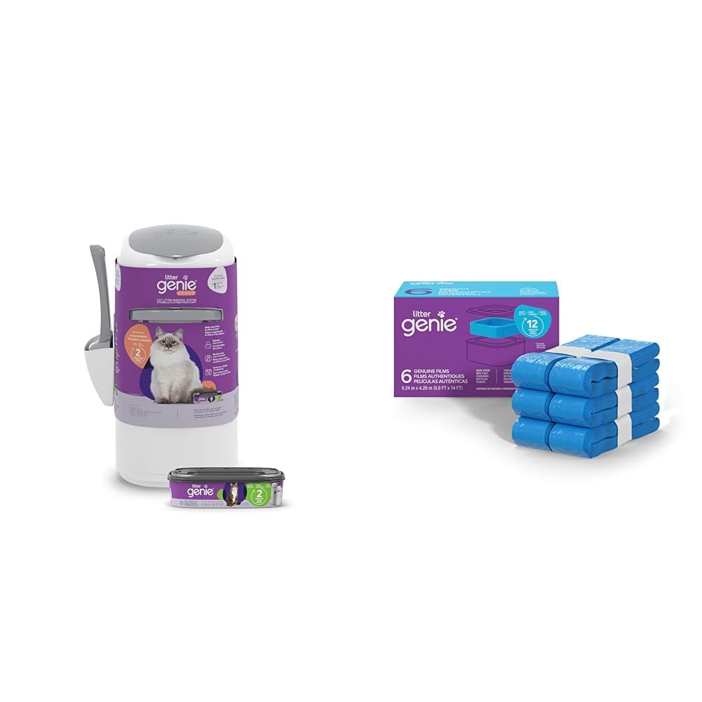 Litter Genie Style Pail for cat litter waste disposal with odor control, showing a closed, compact cat litter disposal system.