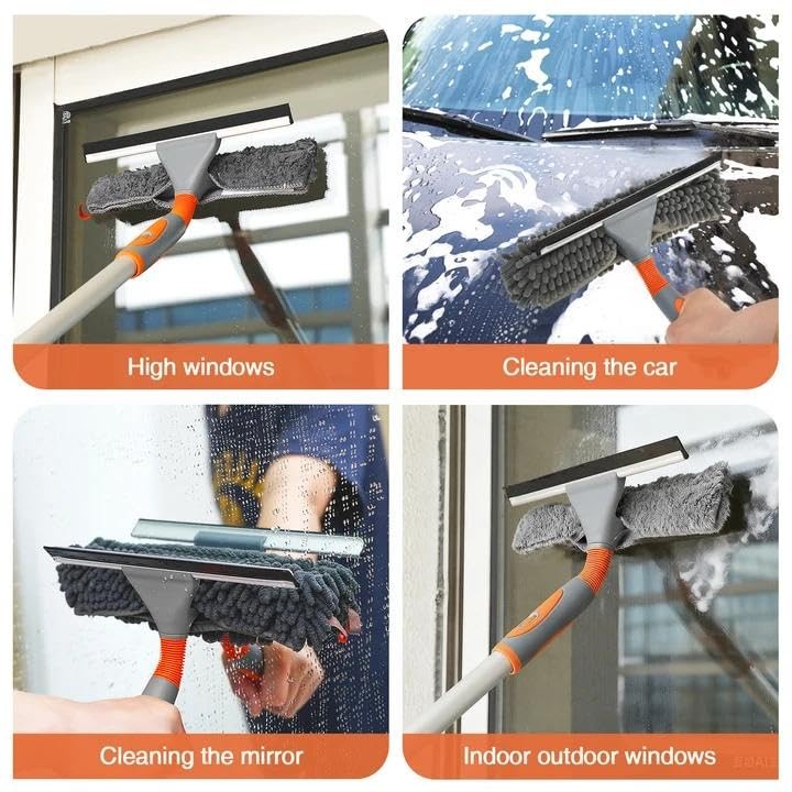 Eazer 2-in-1 window squeegee cleaner tool with 62-inch extension pole for easy glass and window cleaning.