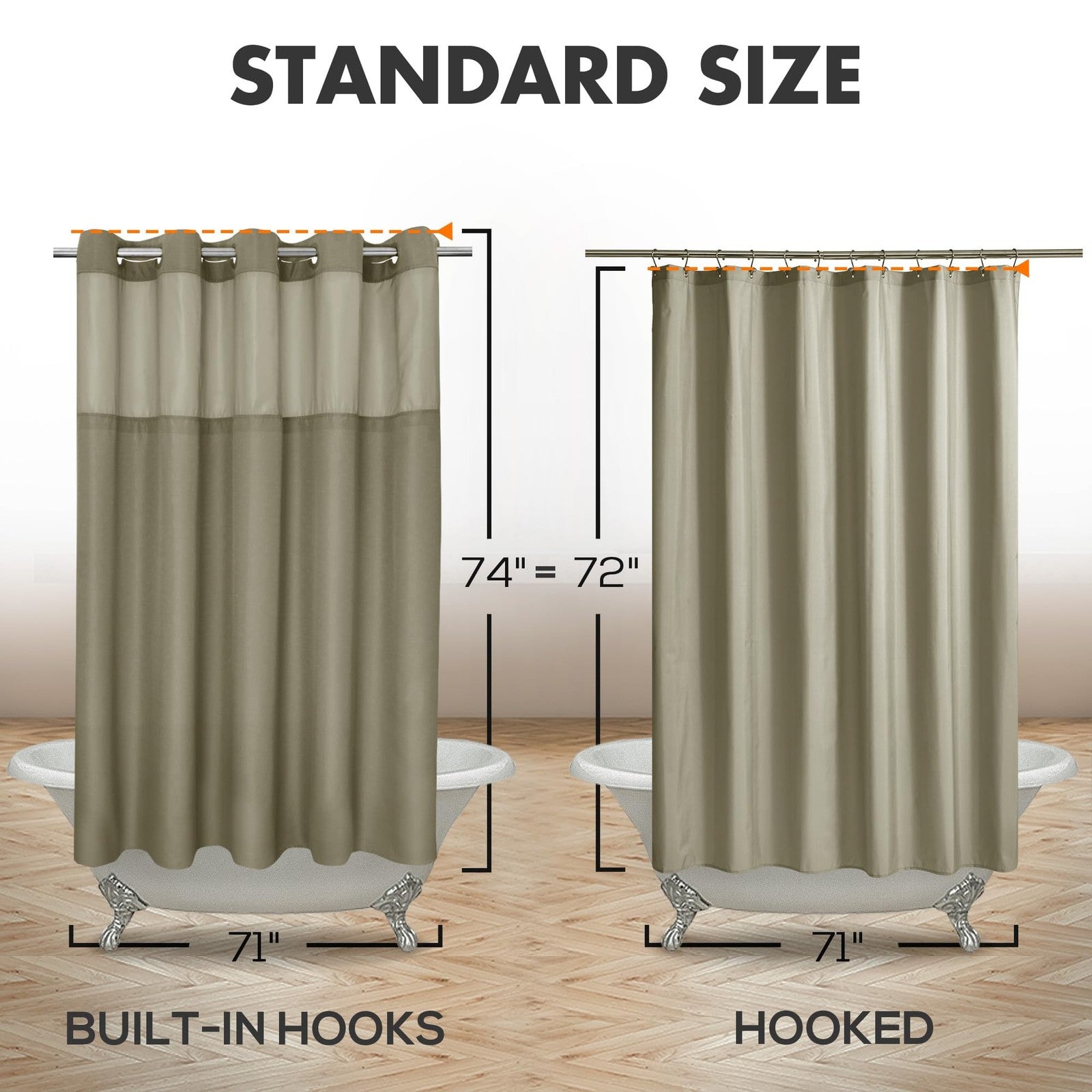 River Dream textured shower curtain with snap-in PEVA liner set, 71 inches, featuring no hooks and slub fabric design.