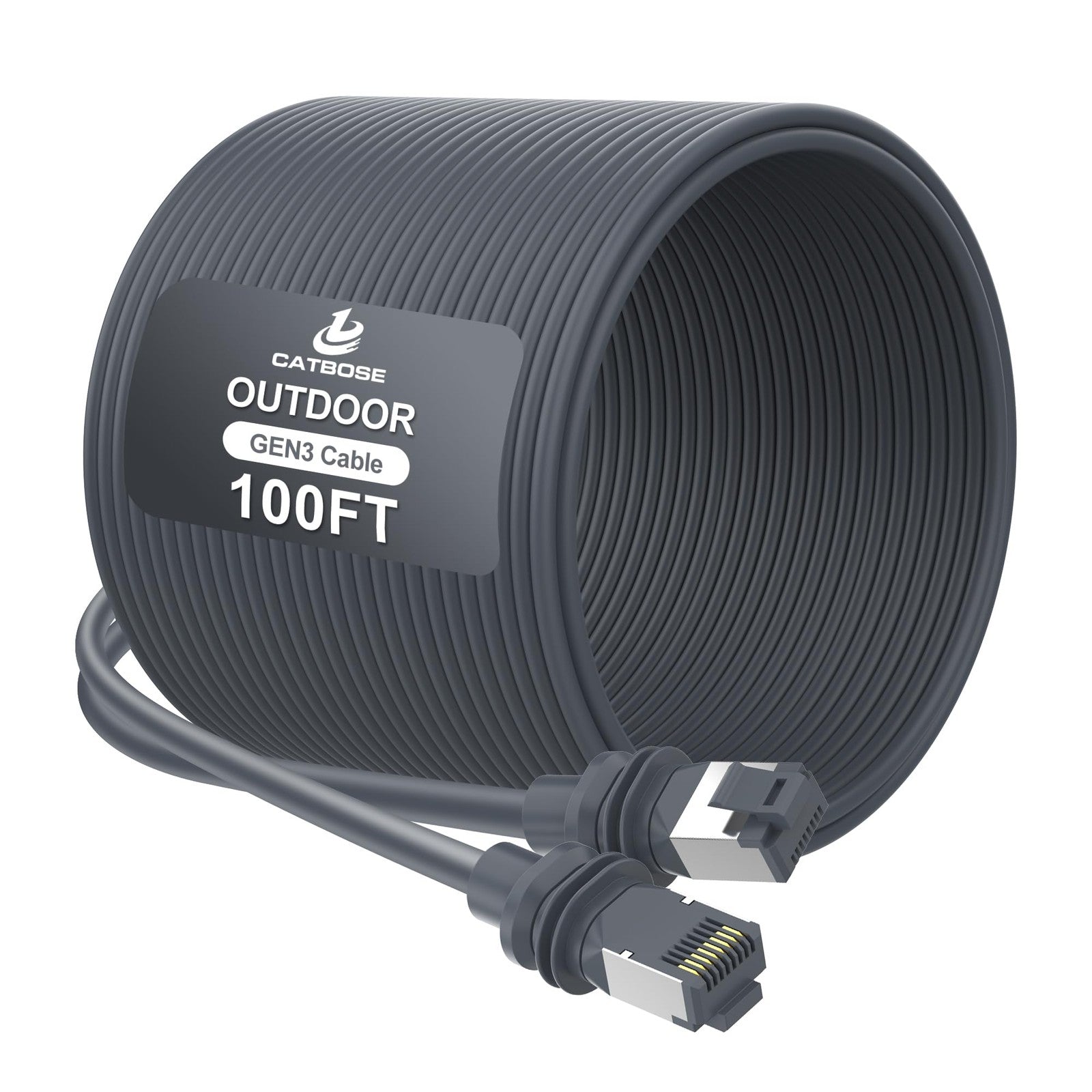 CatBose Starlink 100ft Gen3 waterproof outdoor extension cable with 26AWG copper for Starlink internet setup.