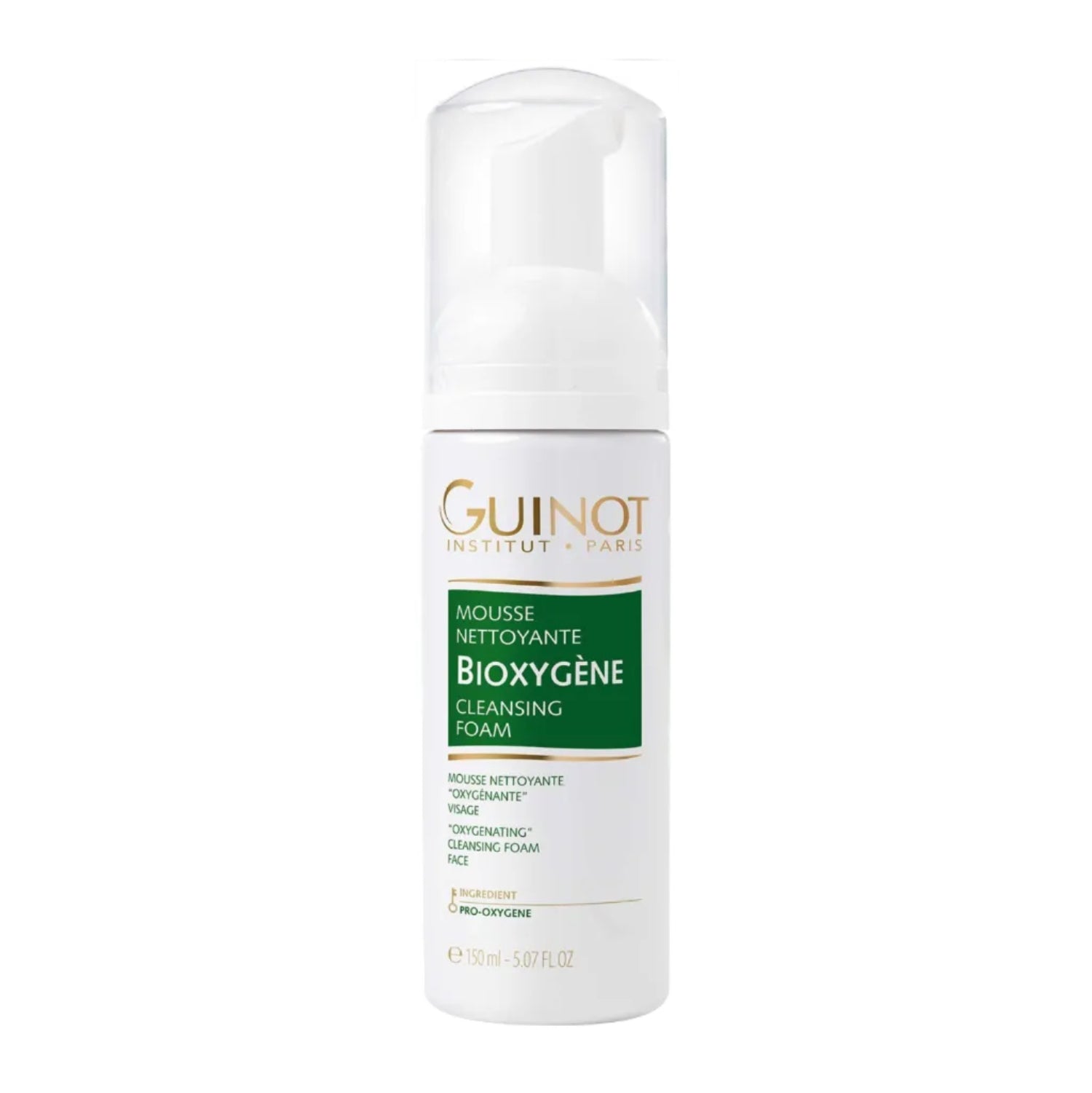 Guinot Bioxygene Cleansing Foam in a 5.07 fl oz bottle showing the front label and packaging design.