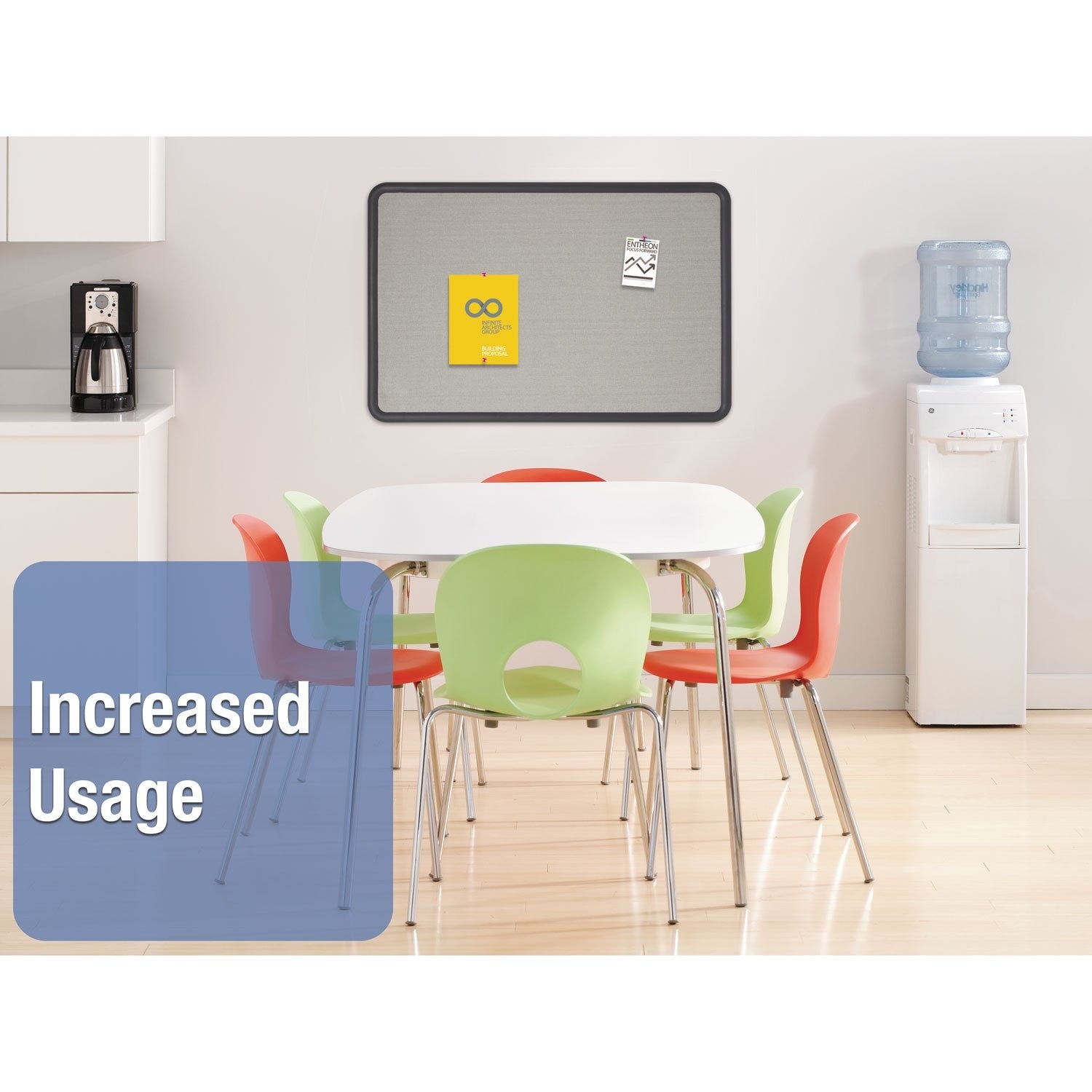 Quartet fabric bulletin board in contour gray, 3x2 feet, ideal for office use with a sleek, modern design