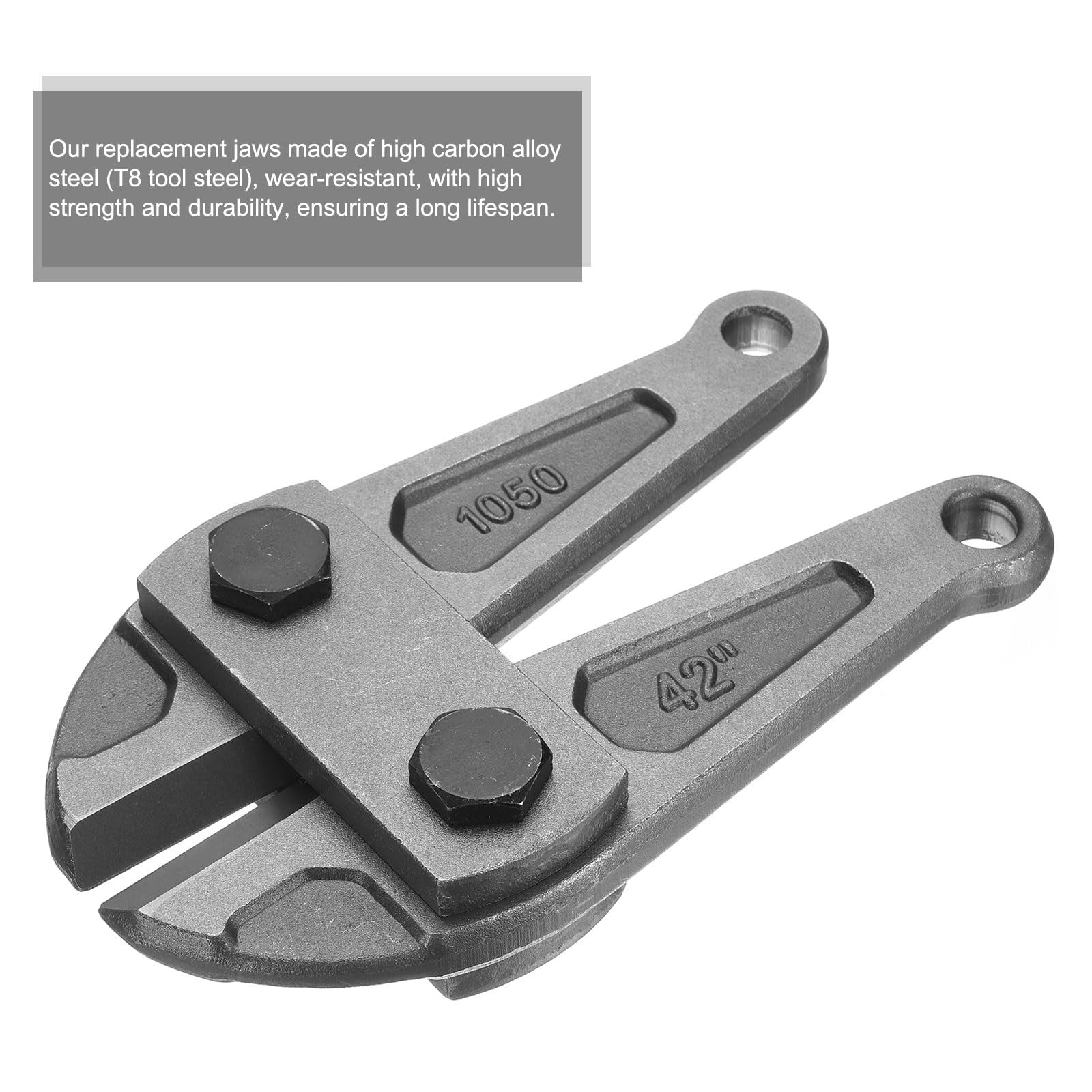 HARFINGTON 42-inch bolt cutter replacement jaws made of alloy steel for wire fence cutting tools, showing the sharp cutting edges.