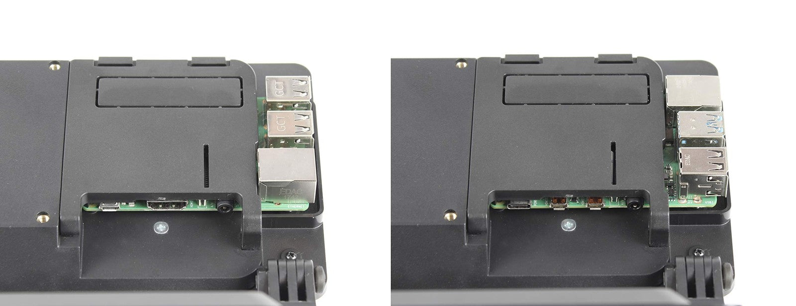 SmartiPi Touch 2 official Raspberry Pi 7-inch display case with cooling fan for Raspberry Pi 3, 4, and 5 models.
