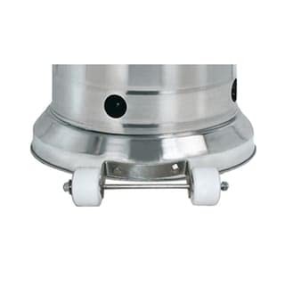 Hiland HLDS01-BST propane patio heater with wheels, table, 48,000 BTU, and 33-inch aluminum construction, ready for outdoor heating.