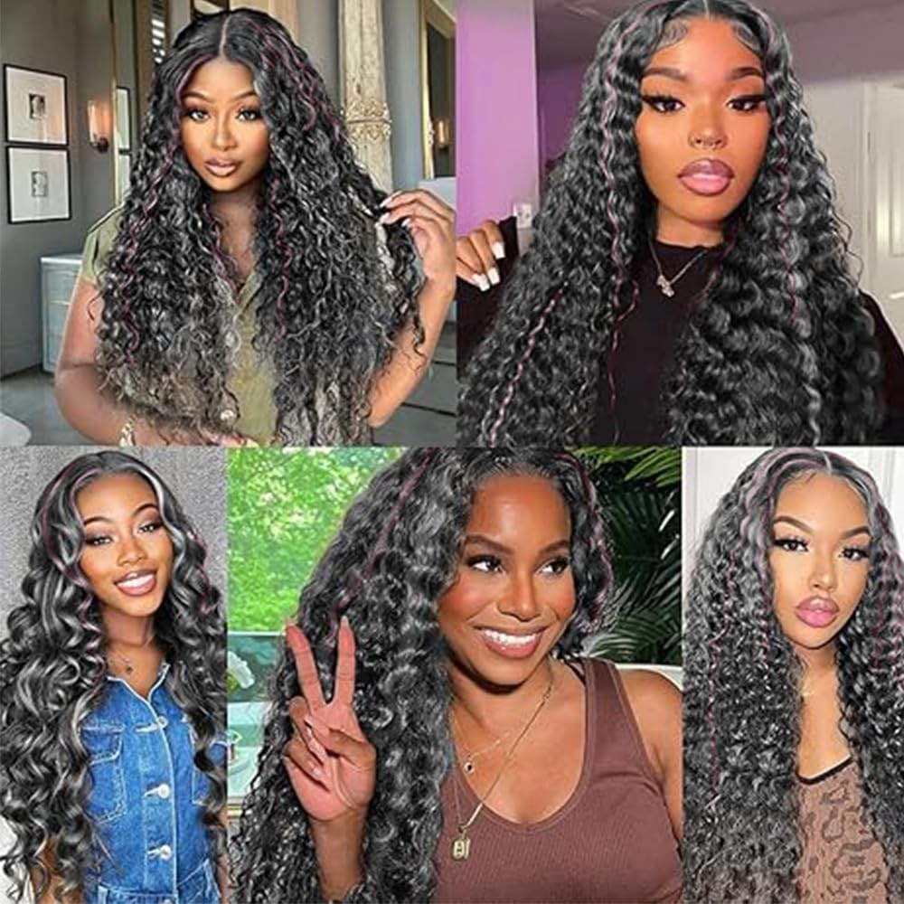 Deep wave grey human hair bundle by Ratheinhi, 22-inch highlight grey hair bundle showing textured deep wave curls.