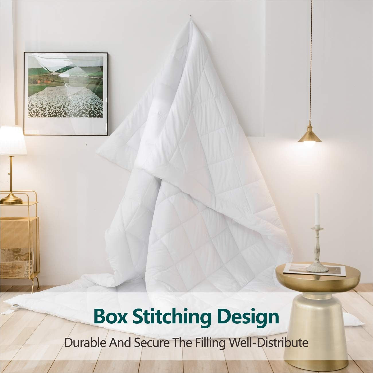 Cozynight oversized king size comforter duvet insert with lightweight down filling, soft and plush for cozy sleeping.