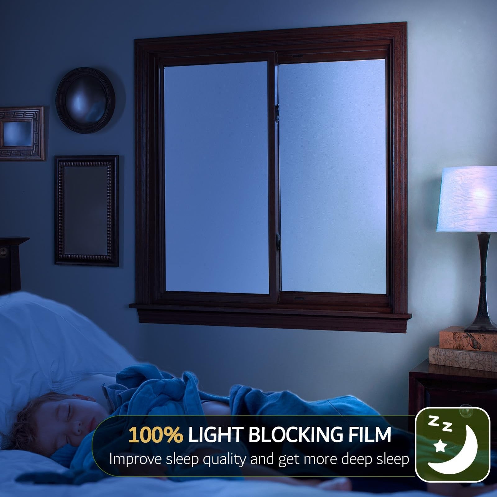 Velimax white blackout window film blocking light, opaque window cover for privacy and light control in living spaces.