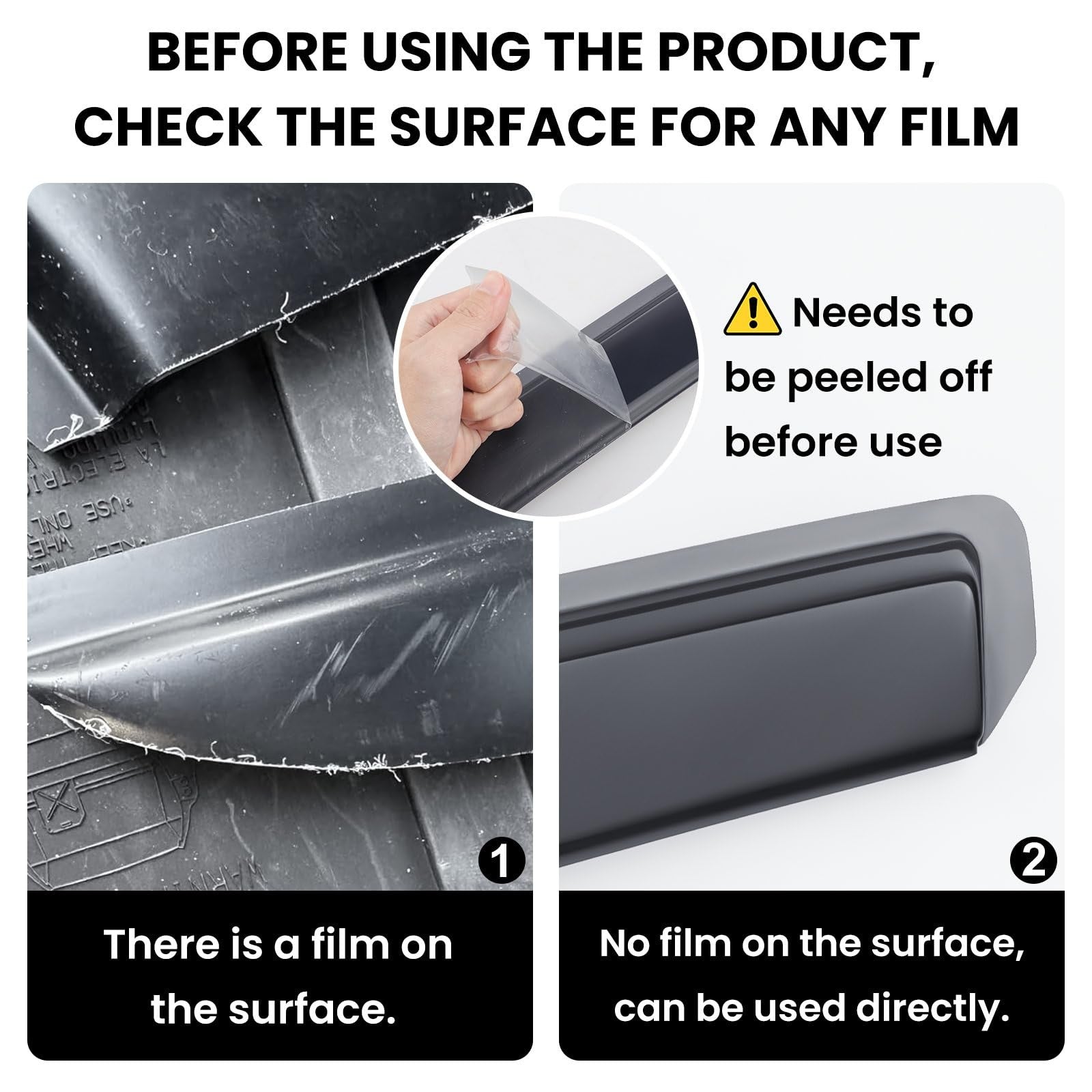 TECHPICCO tape-on rain guards for Ford Ranger 2024-2026 side windows, shown installed on vehicle windows for weather protection.