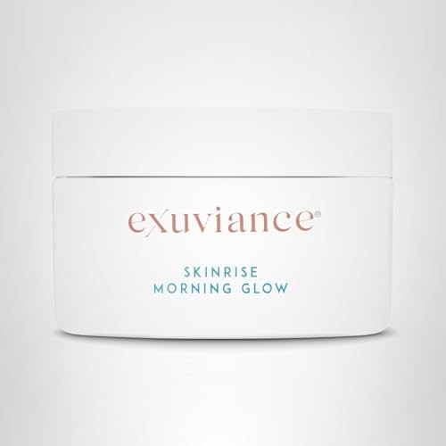 EXUVIANCE SkinRise Morning Glow anti-aging facial toning pads with exfoliating texture and gentle application for bright skin.