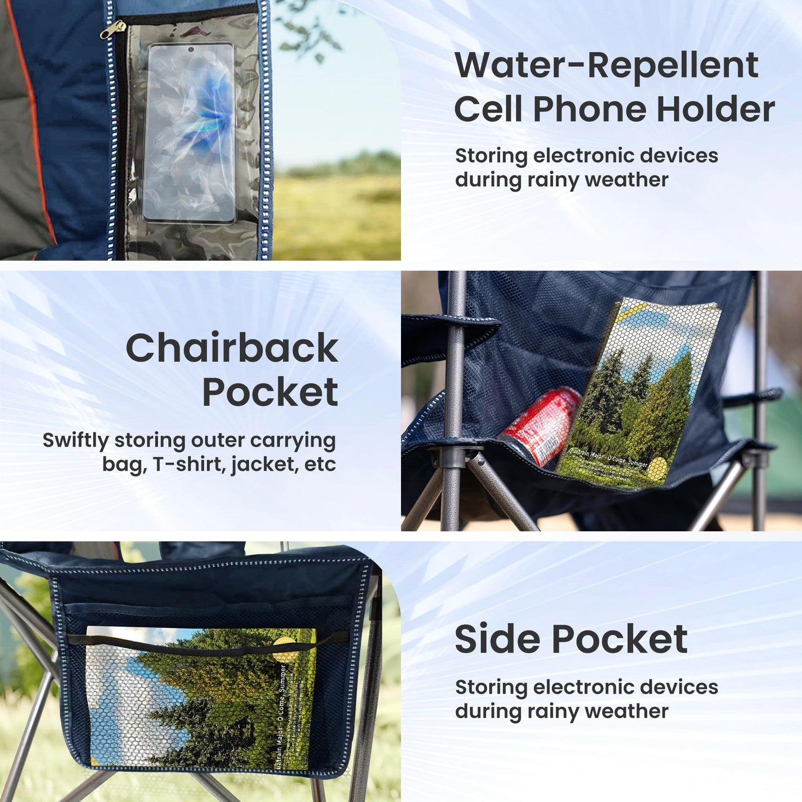 Foristrail oversized camping chair, heavy-duty portable folding chair with cup holder, ideal for outdoor camping and outdoor seating.