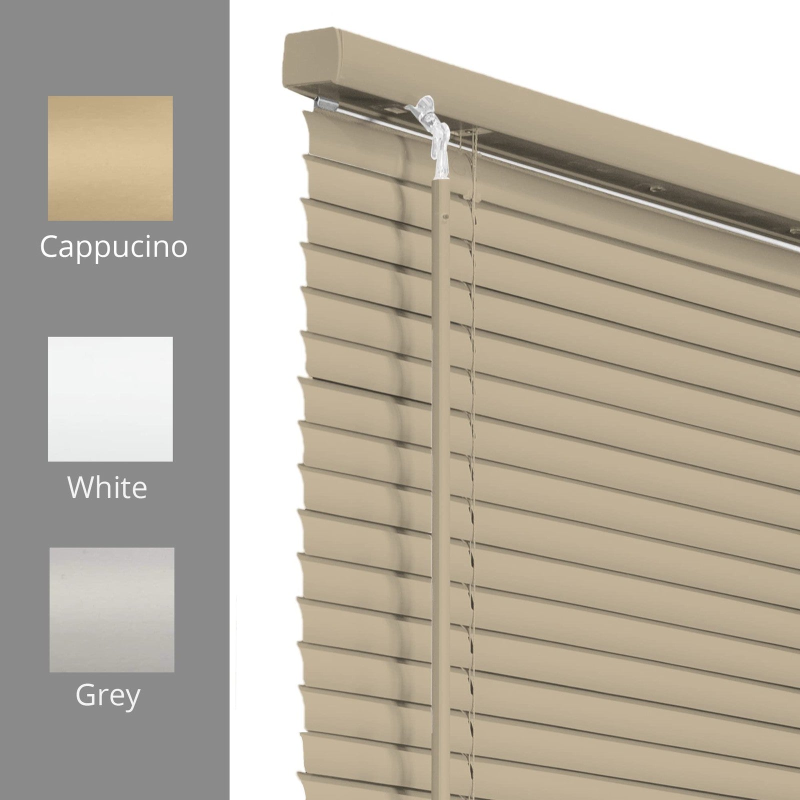 Chicology mini blinds for indoor windows, 38x60 inches, cappuccino color, horizontal slats, ideal for indoor window coverage