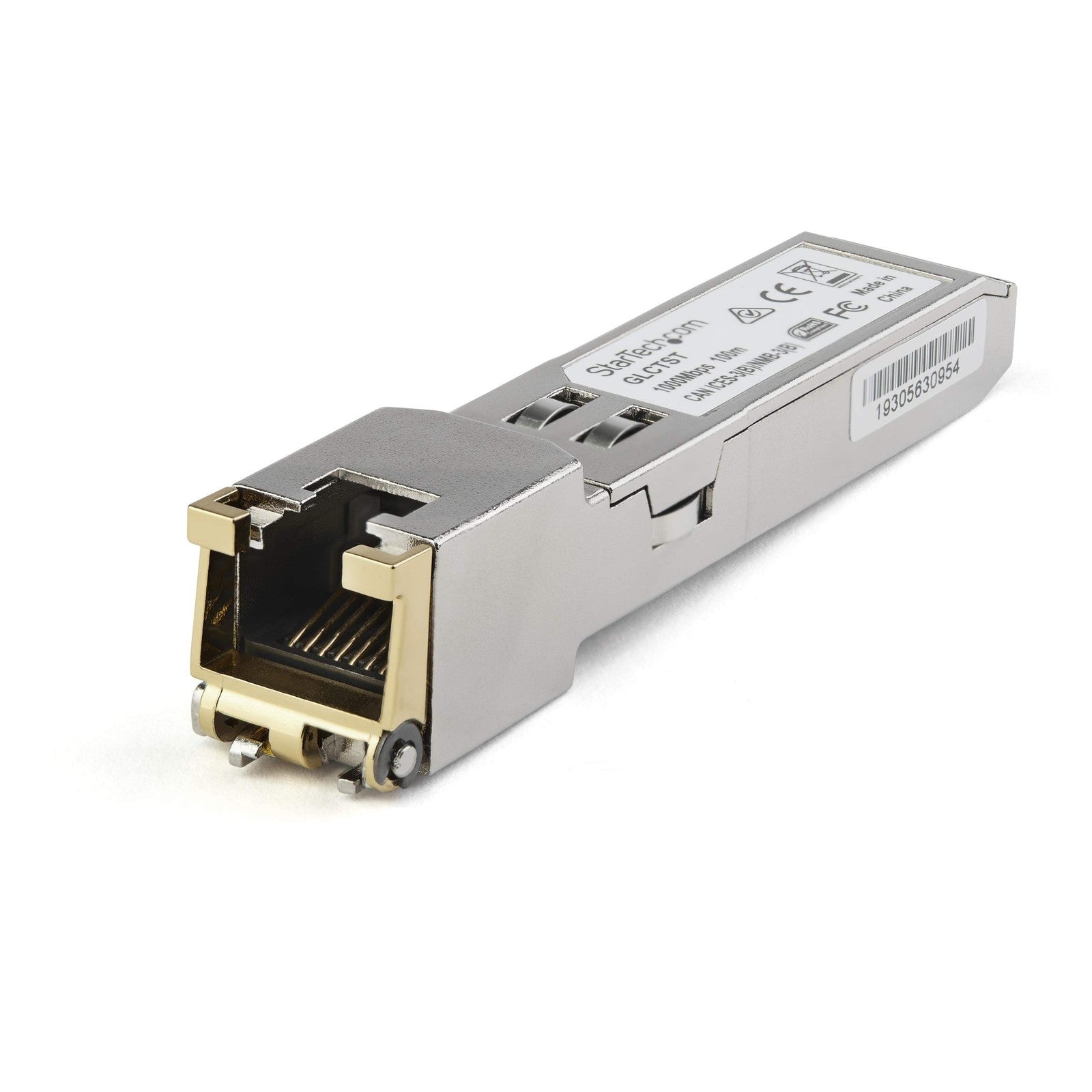 StarTech.com Juniper CTP-SFP-1GE-T compatible SFP module with 1000BASE-T RJ45 connector for network connectivity.