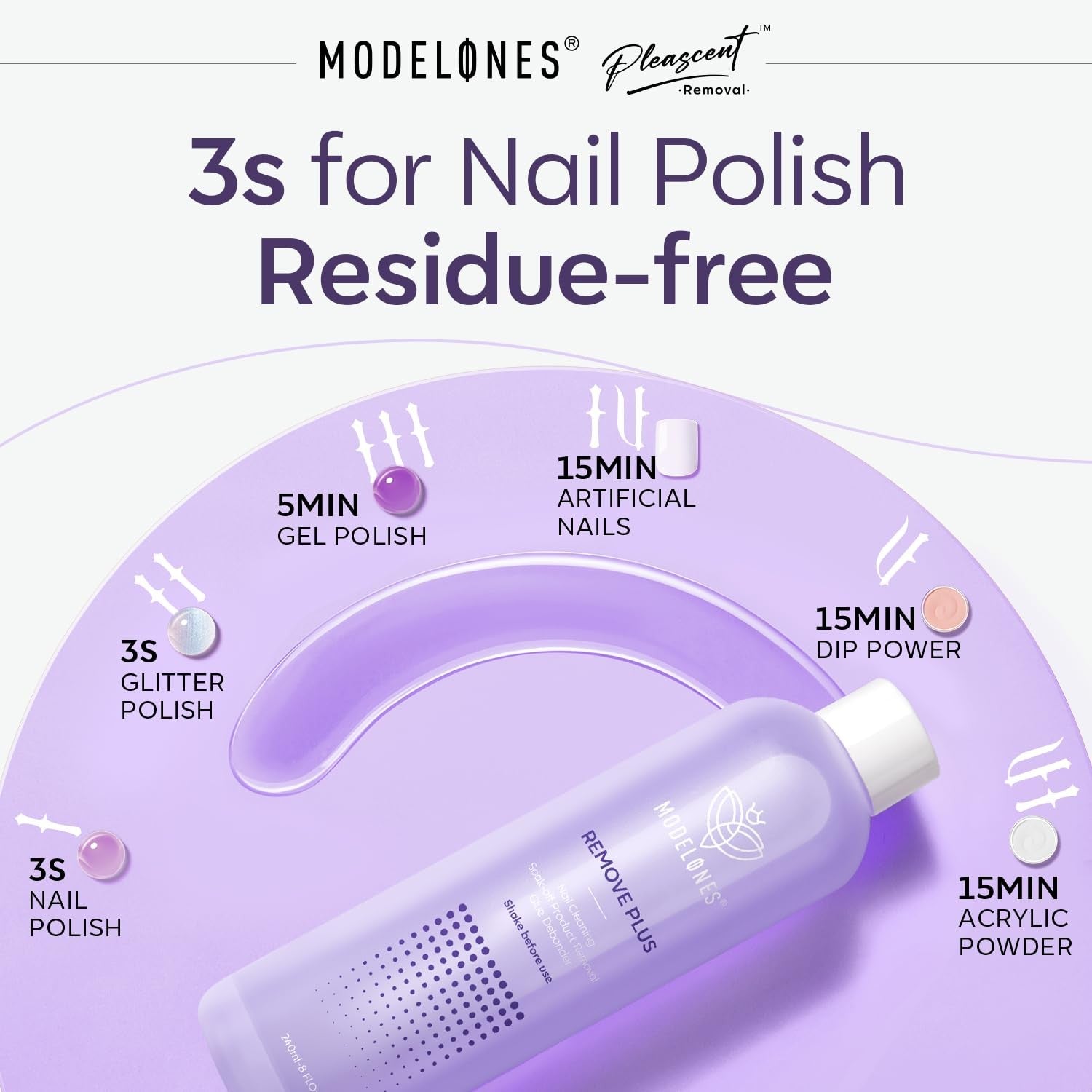 Unbranded Modelones nail polish remover with acetone, featuring a bright red-orange sky design on the bottle.