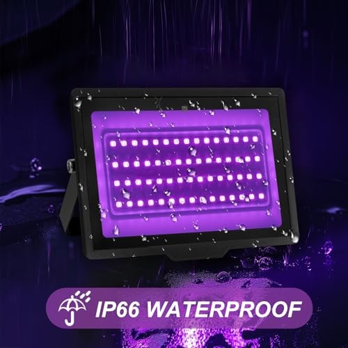 uwiner 2-pack 40W black LED blacklight with waterproof IP66 design, remote control, and switch for outdoor or indoor use