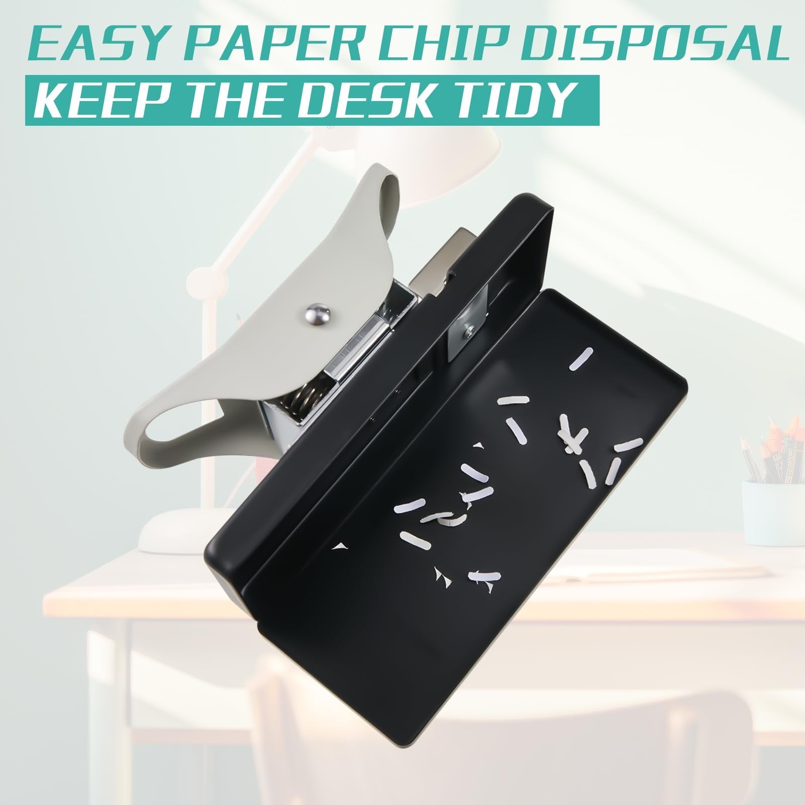 Engrowtic 2-in-1 ID badge slot punch and corner trimmer, handheld tool with 3x13mm slot punch and R5 corner trimmer for paper.