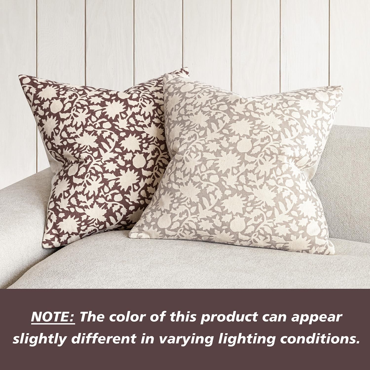 Foindtower set of 2 decorative floral throw pillow covers with neutral tones, perfect for farmhouse accent décor.