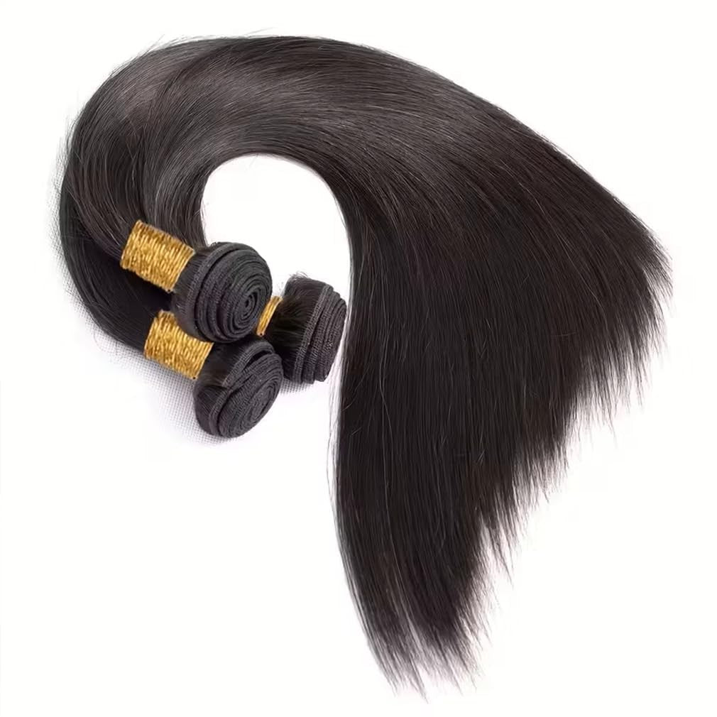 Unbranded human hair straight bundles in 22, 24, 26 inches, unprocessed virgin hair, shown in natural straight style.