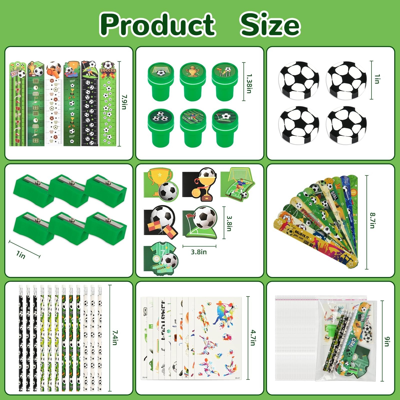 Ulema soccer-themed stationery set with 216 pieces, including gifts and birthday supplies featuring soccer ball designs.