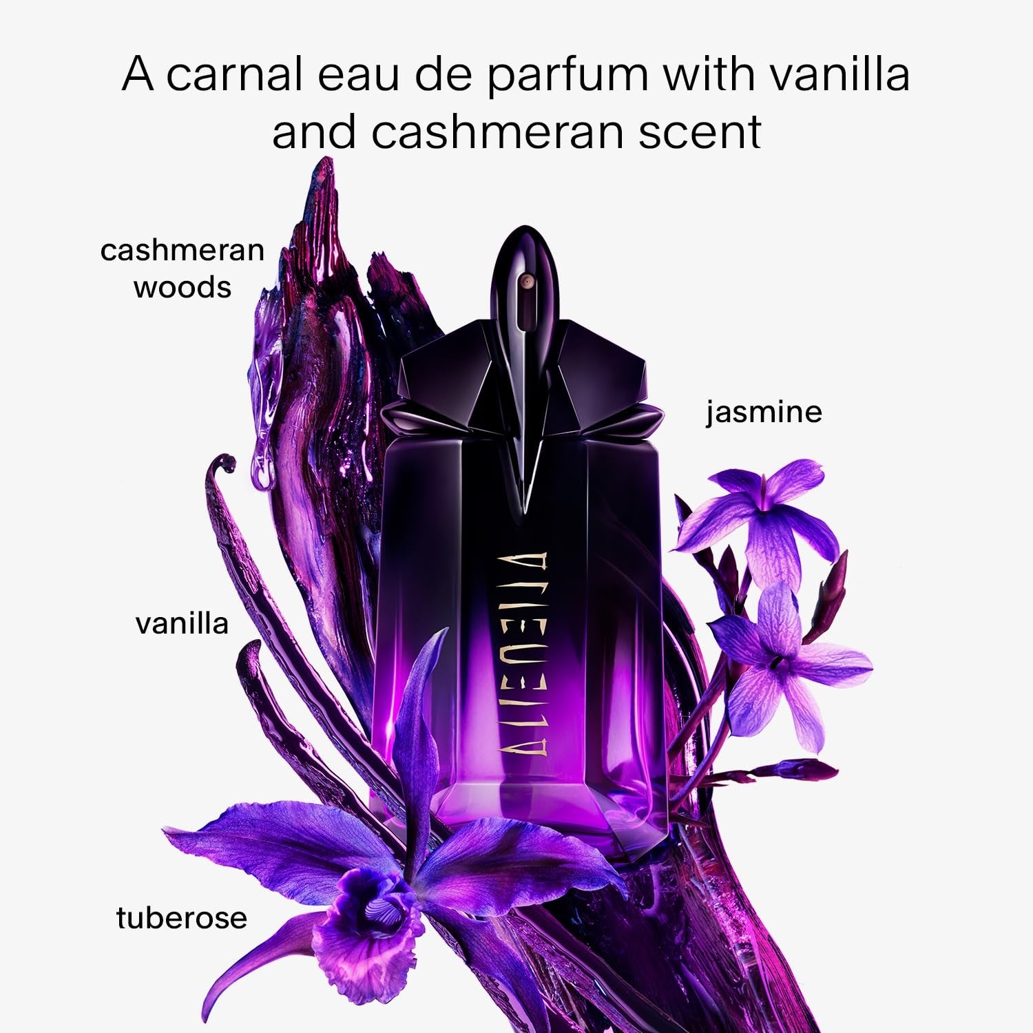 Mugler Alien Extraintense EDP perfume for women in floral scent, featuring the elegant perfume bottle and packaging.