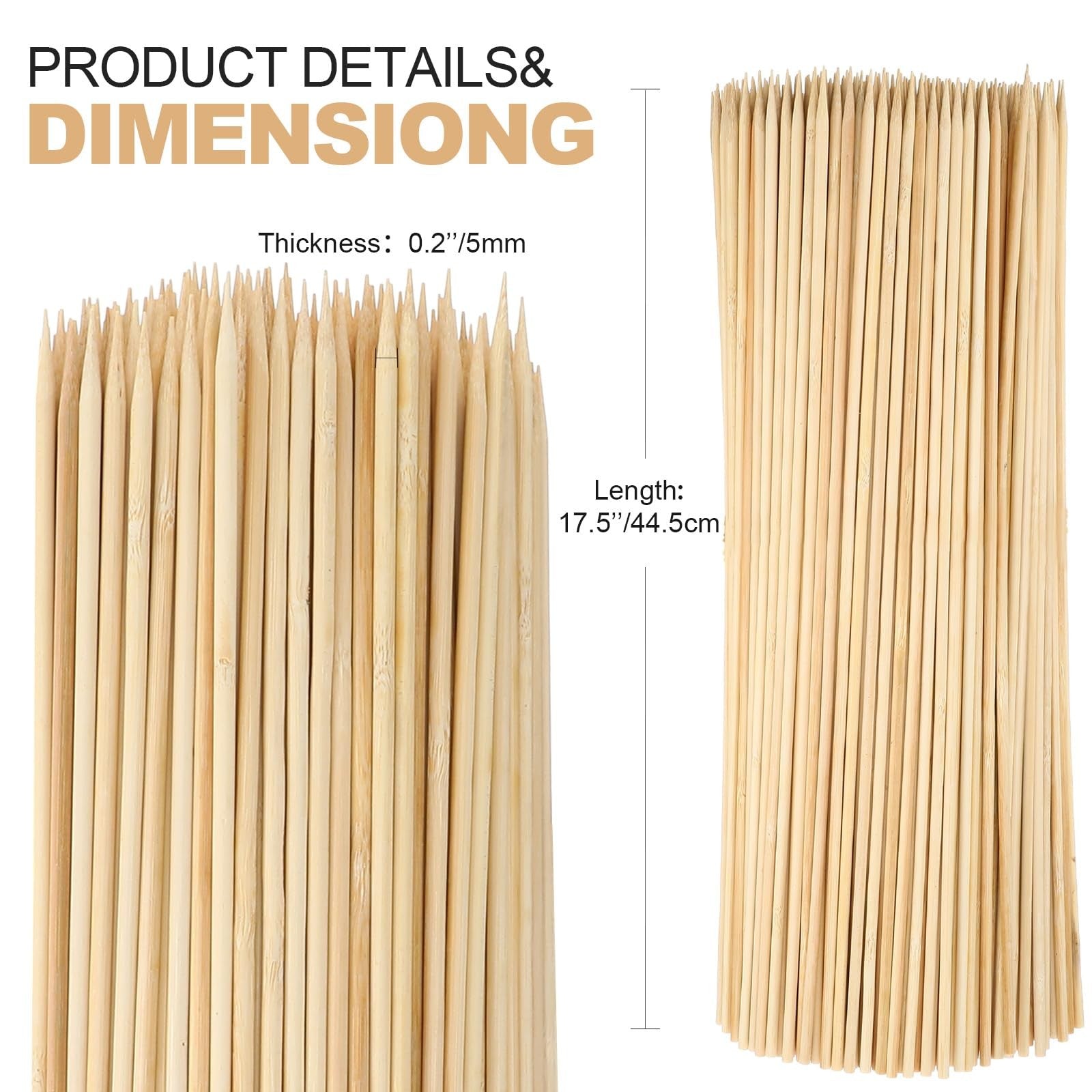 Suclain 500-pack marshmallow roasting sticks, 17.5 inches long with 5mm thickness, ideal for s'mores and outdoor roasting.