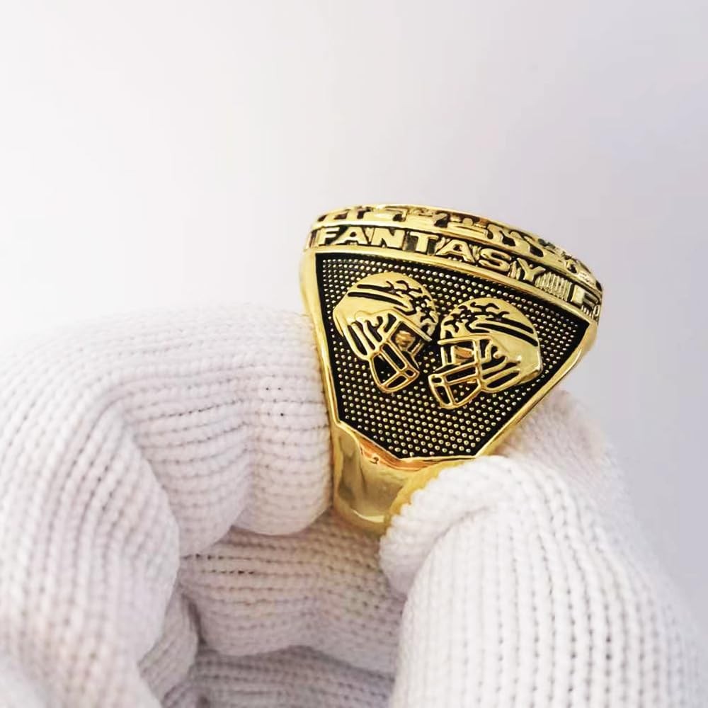 Noblehead 2025 Fantasy Football Championship Ring with intricate design, large trophy motif, and engraved details.